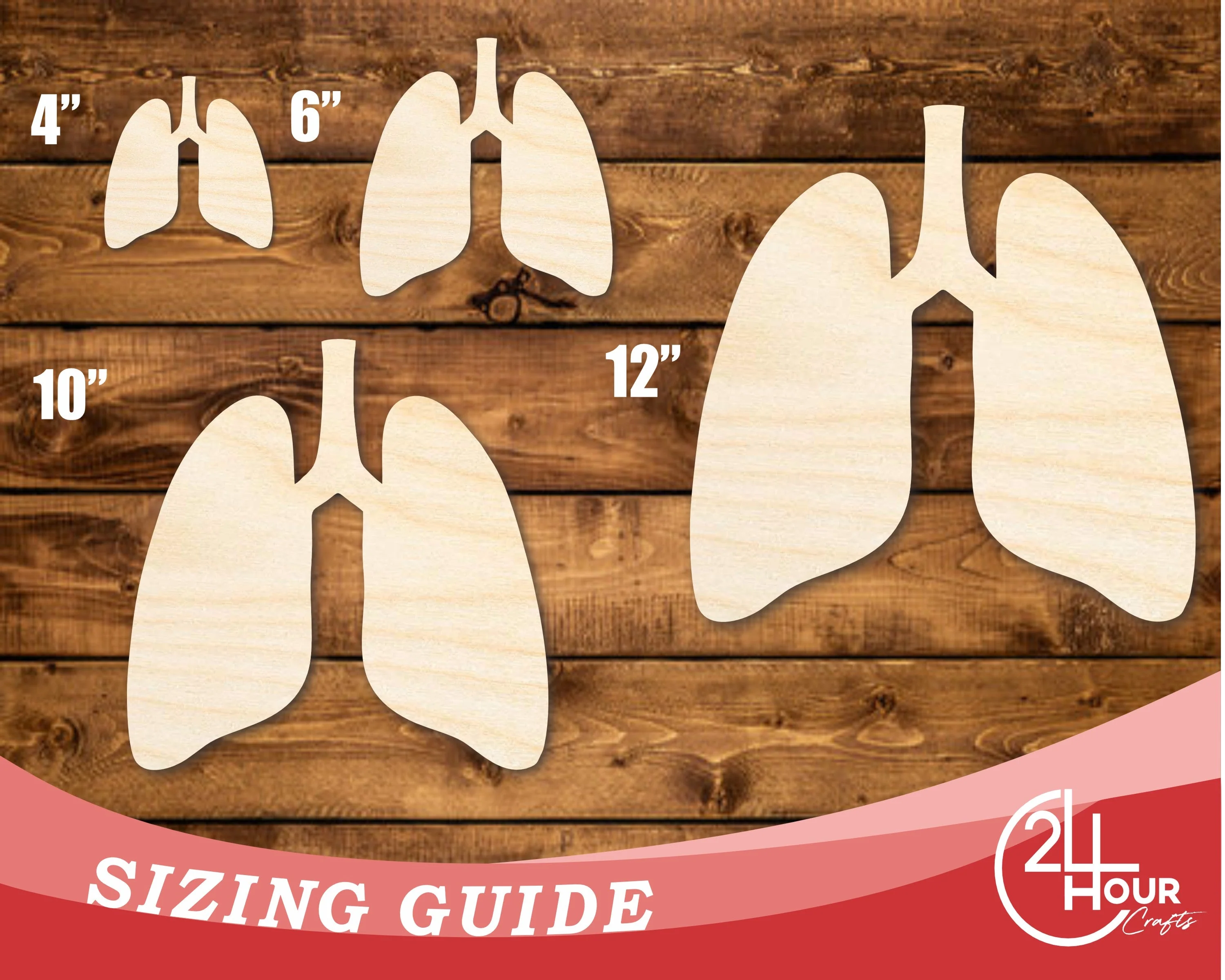 Unfinished Wood Lung Shape | DIY Craft Cutout | up to 46" DIY - Image 3