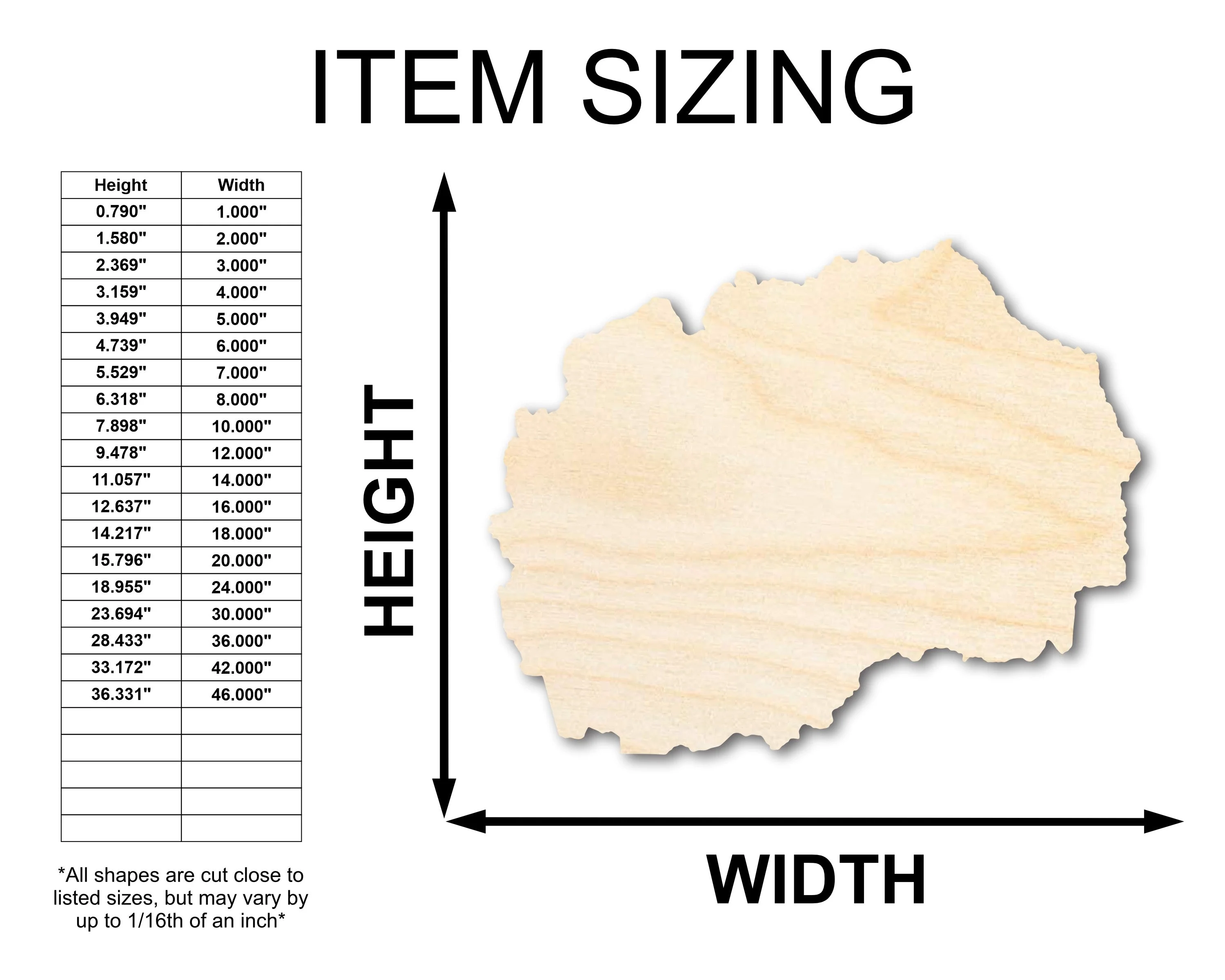 Unfinished Wood Macedonia Coutry Shape - Southeast Europe Craft - up to 46" DIY - Image 2