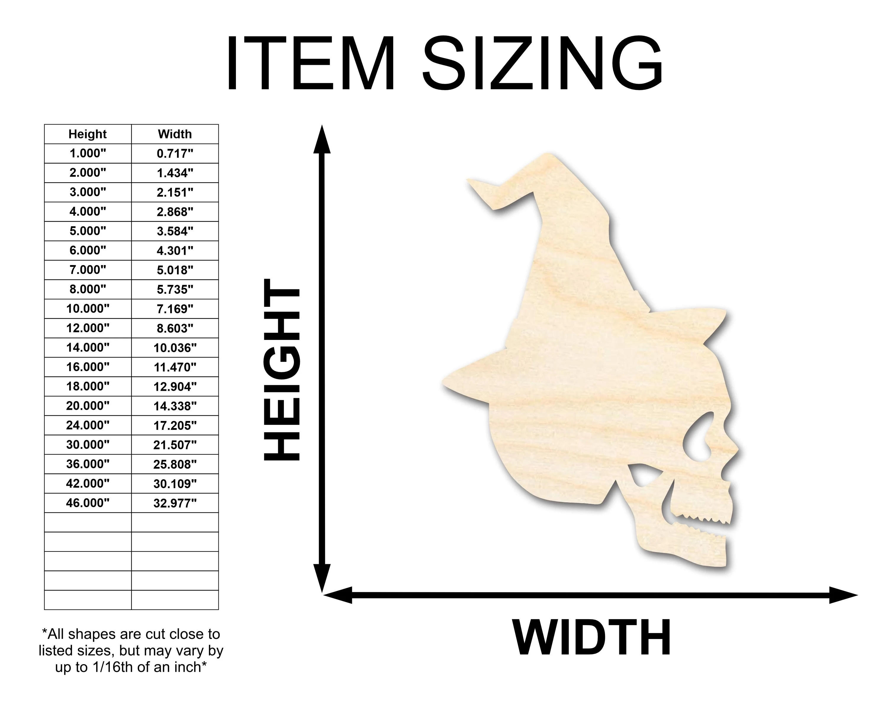 Unfinished Wood Magicians Skull Shape | Halloween | Craft Cutout | up to 46" DIY - Image 2