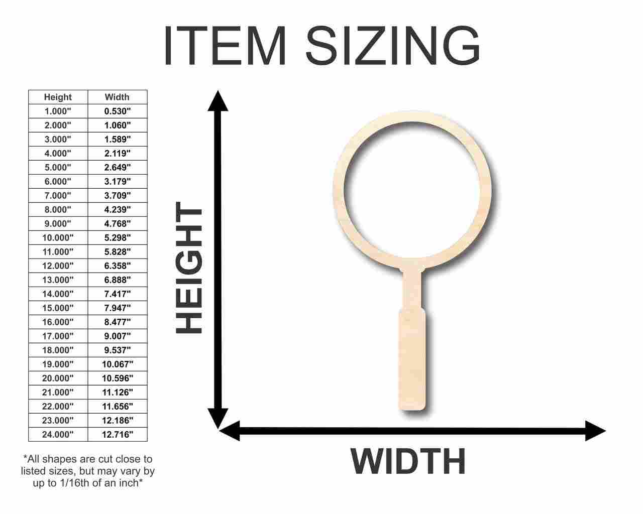 Unfinished Wood Magnifying Glass Shape - Detective - Craft - up to 46" DIY - Image 2