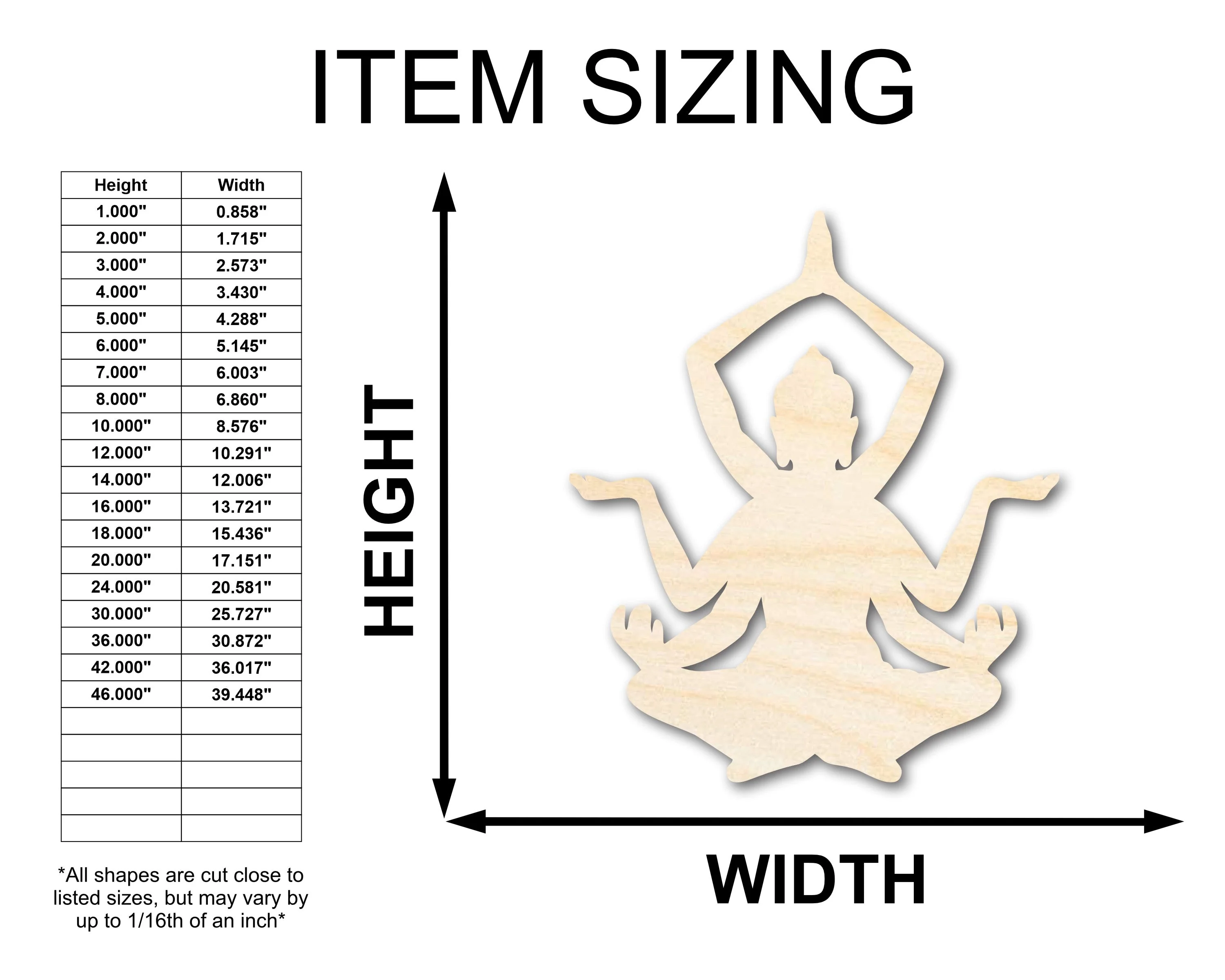 Unfinished Wood Mahadeva Shape - Craft - up to 46" - Image 2