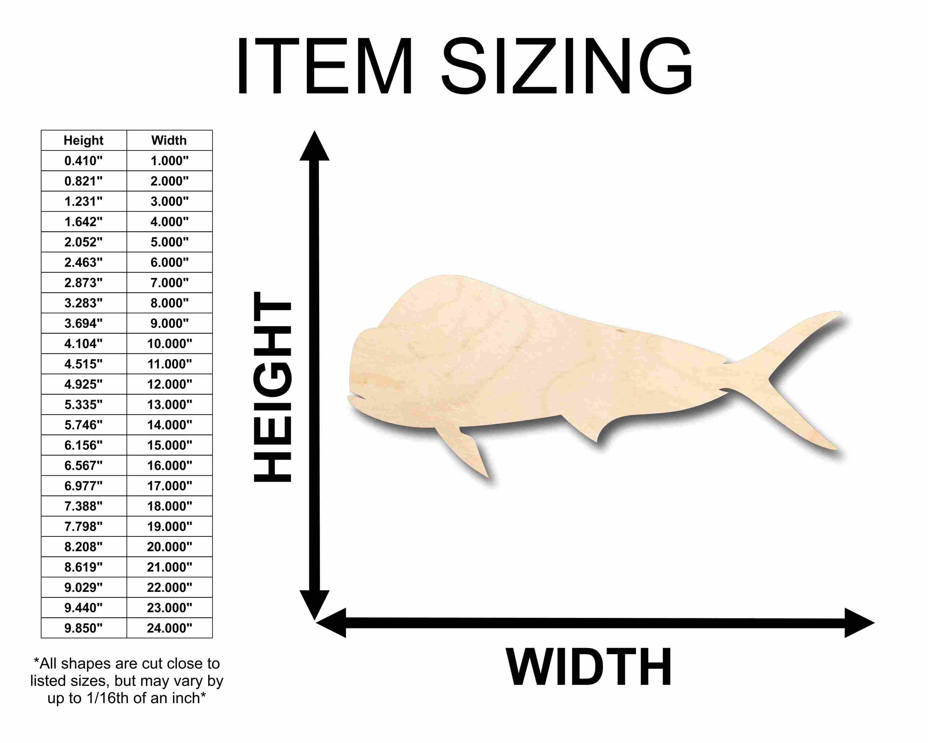 Unfinished Wood Mahi Fish Silhouette - Craft- up to 46" DIY - Image 2
