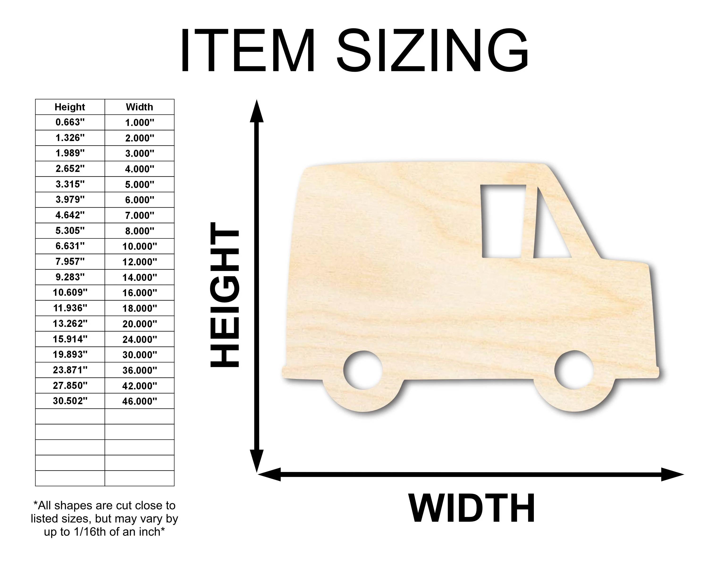Unfinished Wood Mail Truck Shape | Craft Cutout | up to 46" DIY - Image 2