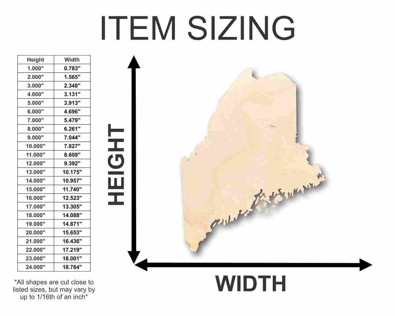Unfinished Wood Maine Shape - State - Craft - up to 46" DIY - Image 2