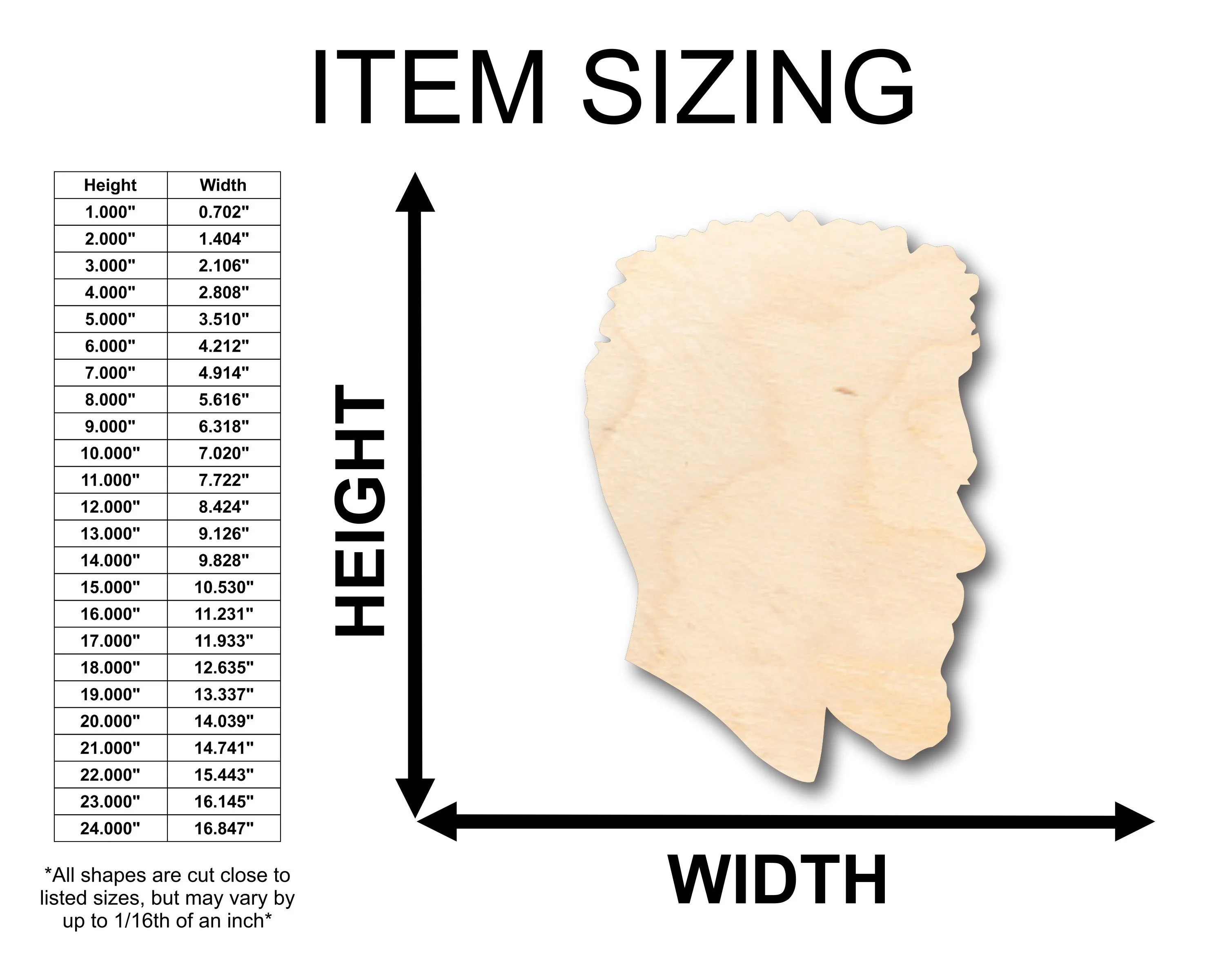 Unfinished Wood Male Mannequin Head Shape - Craft - up to 46" DIY - Image 2