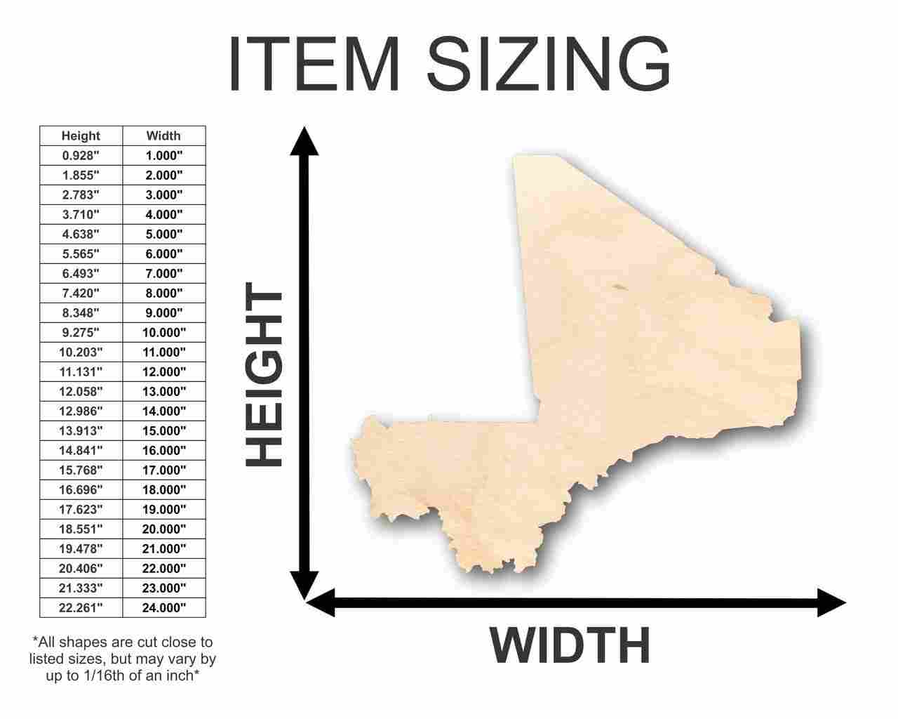 Unfinished Wood Mali Shape - Country - Craft - up to 46" DIY - Image 2
