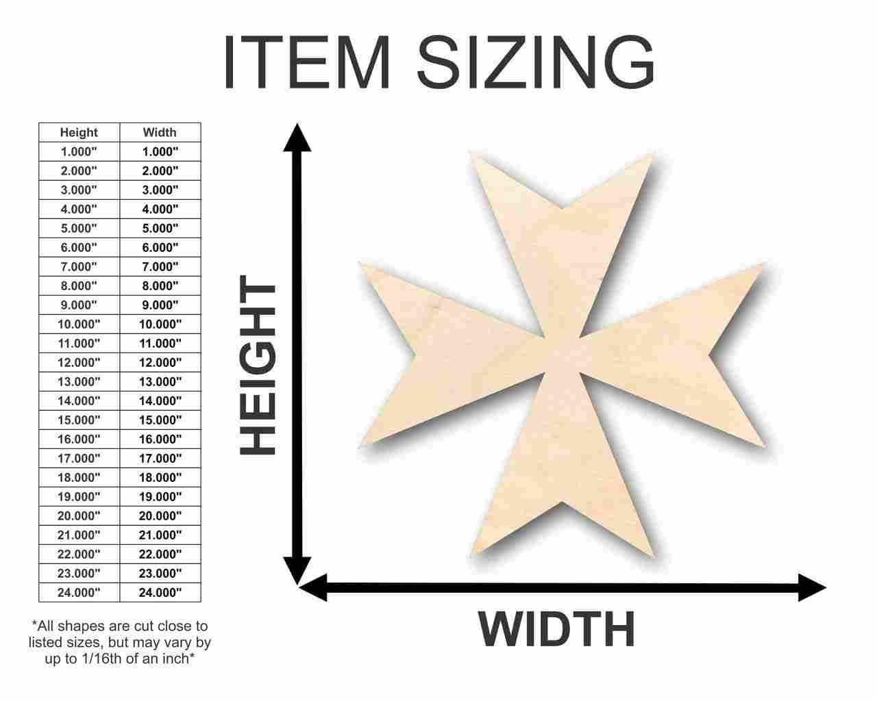 Unfinished Wood Maltese Cross Shape - Malta - Craft up to 46" DIY - Image 2