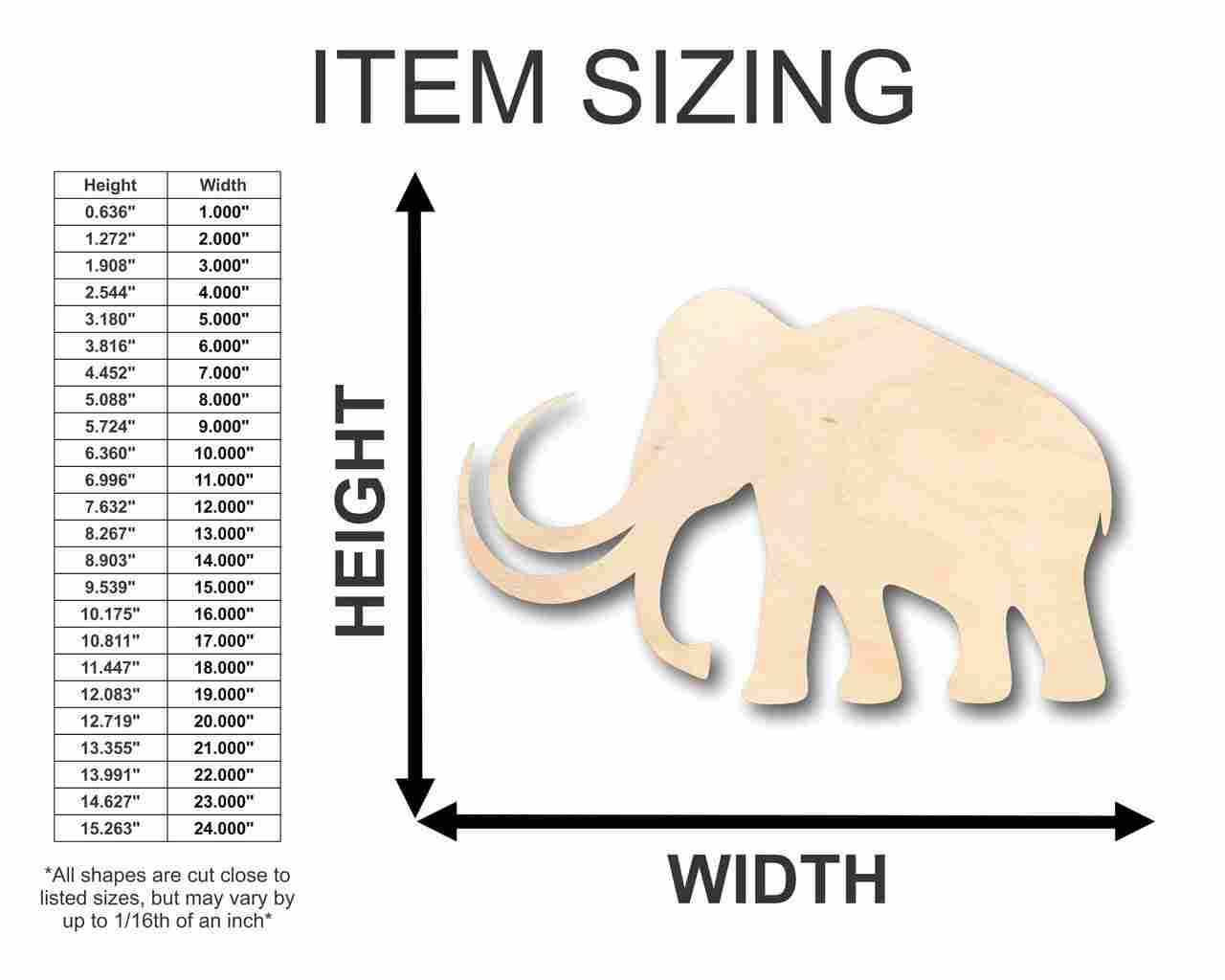 Unfinished Wood Mammoth Shape - Animal - Prehistoric - Craft - up to 46" DIY - Image 2