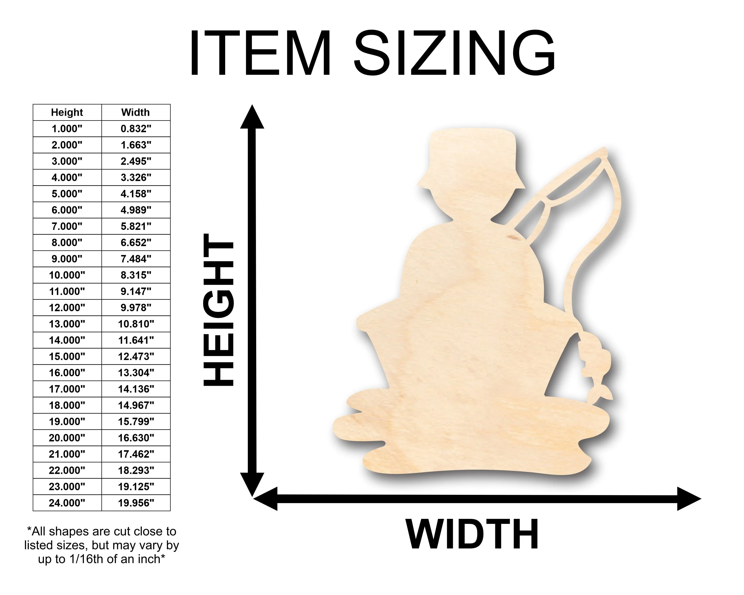 Unfinished Wood Man Fishing Shape - Craft - up to 46" DIY - Image 2