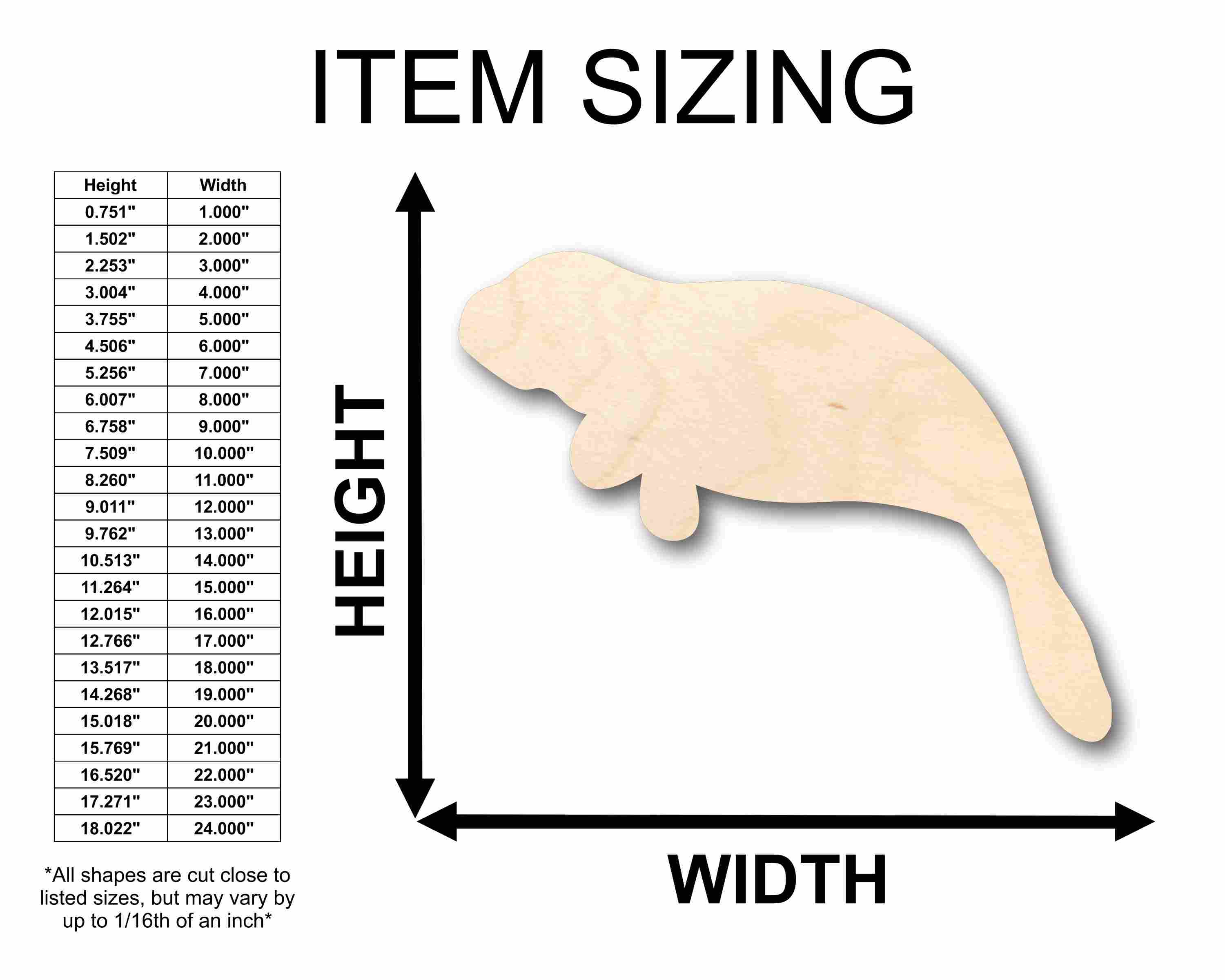 Unfinished Wood Manatee Calf Sea Cow Silhouette - Craft- up to 46" DIY - Image 2