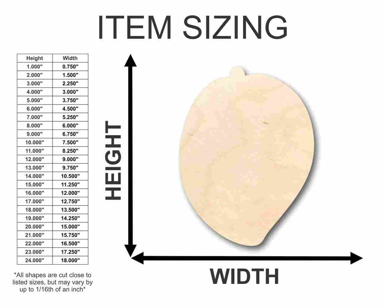 Unfinished Wood Mango Shape - Fruit - Tropical - Craft- up to 46" DIY - Image 2