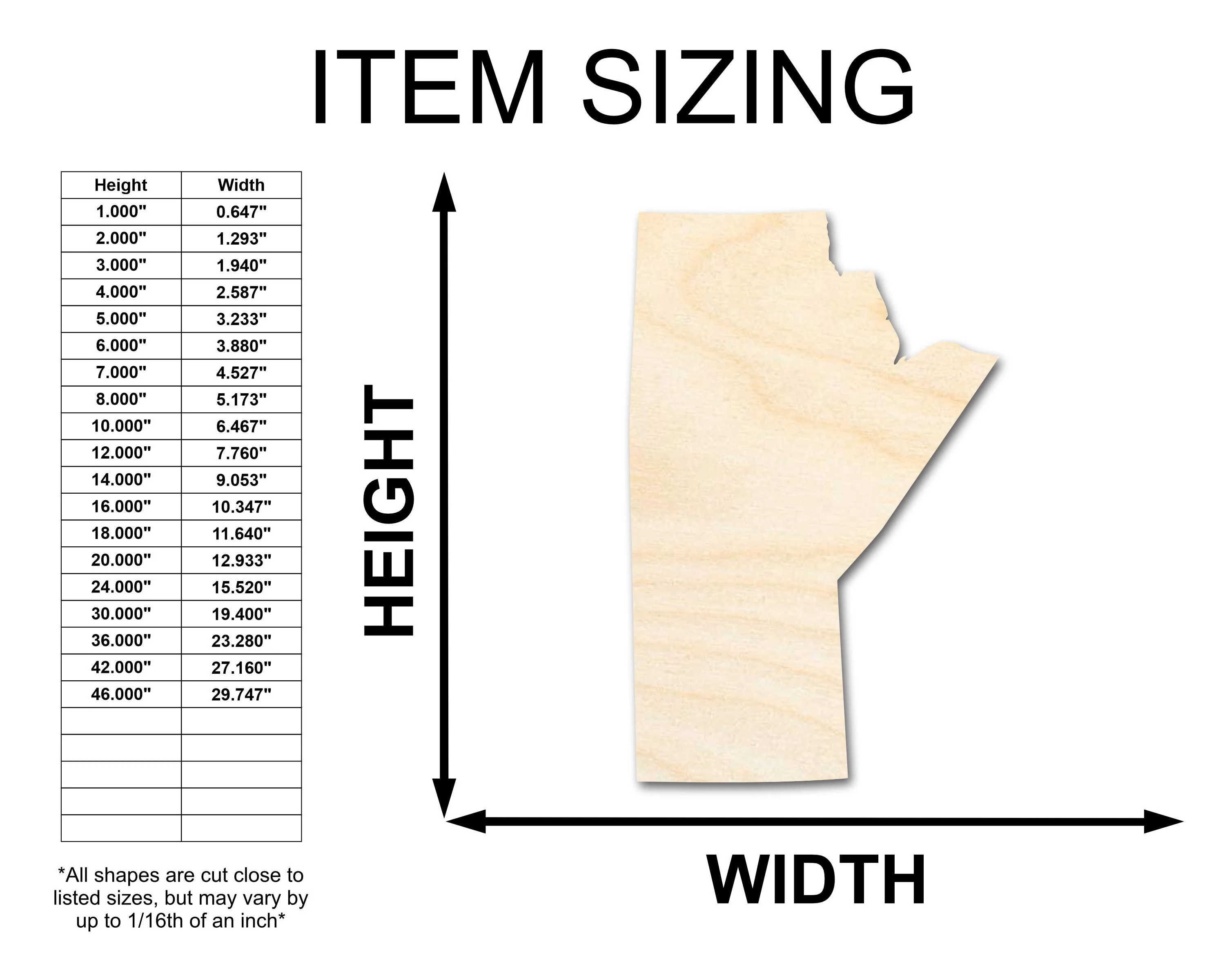 Unfinished Wood Manitoba Province Shape - Canada Province Craft - up to 46" DIY - Image 2