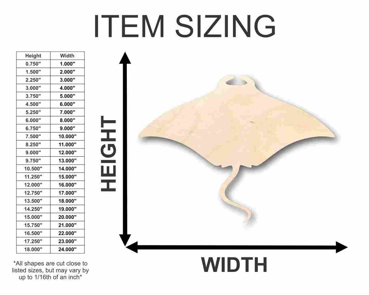 Unfinished Wood Manta Ray Shape - Ocean - Craft - up to 46" DIY - Image 2
