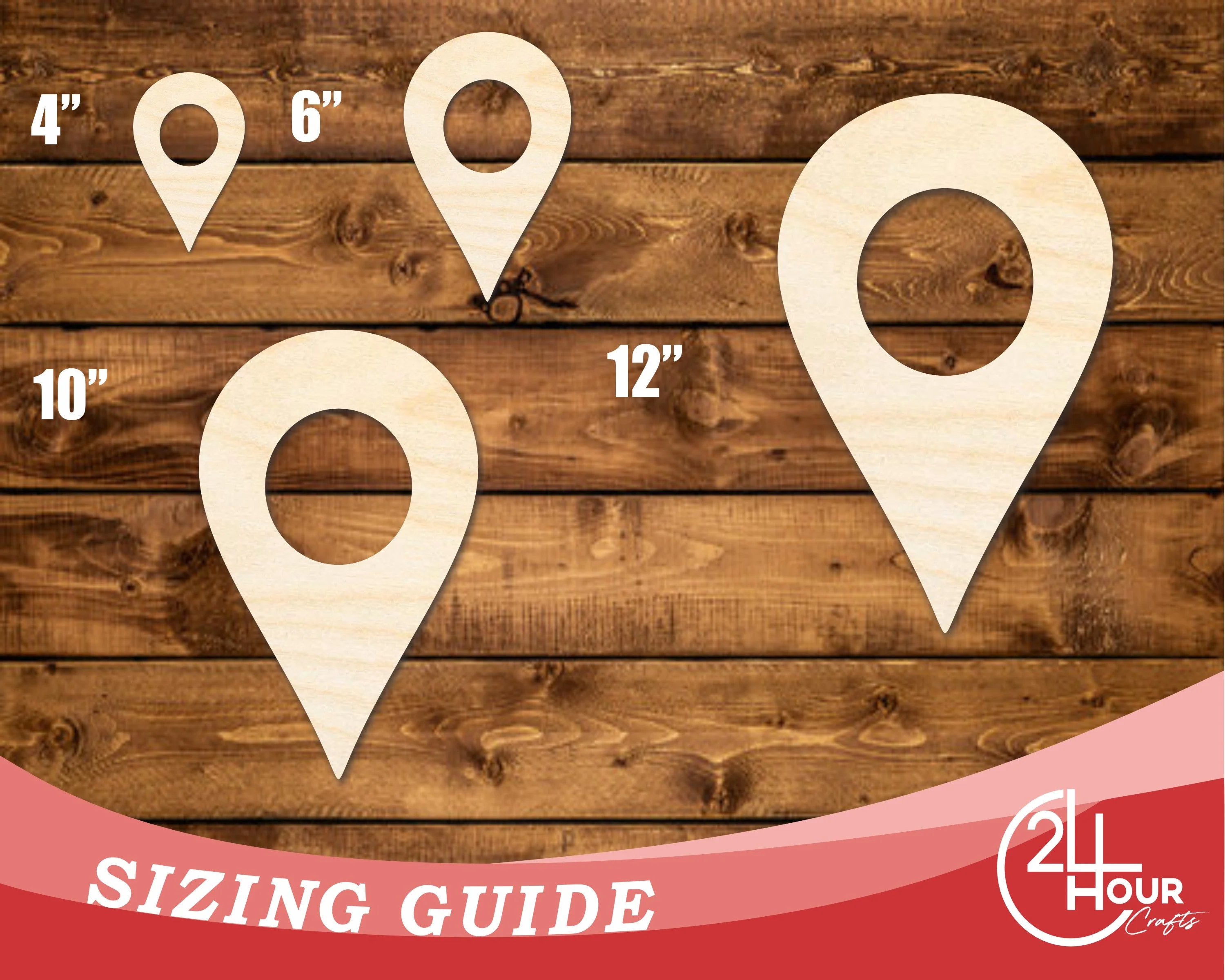 Unfinished Wood Map Pin Shape | DIY Craft Cutout | up to 46" DIY - Image 3