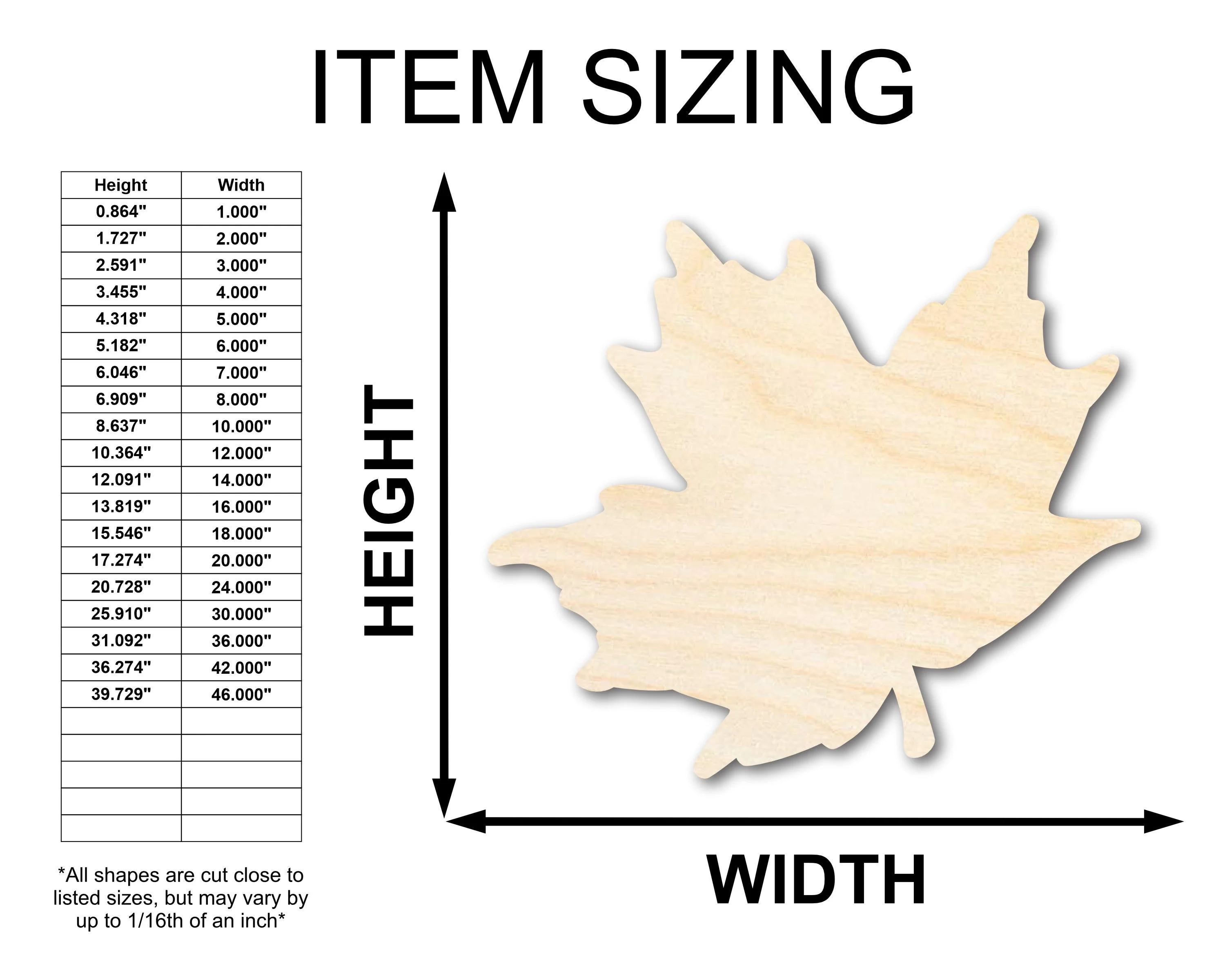 Unfinished Wood Maple Leaf Shape - Craft - up to 46" DIY - Image 3