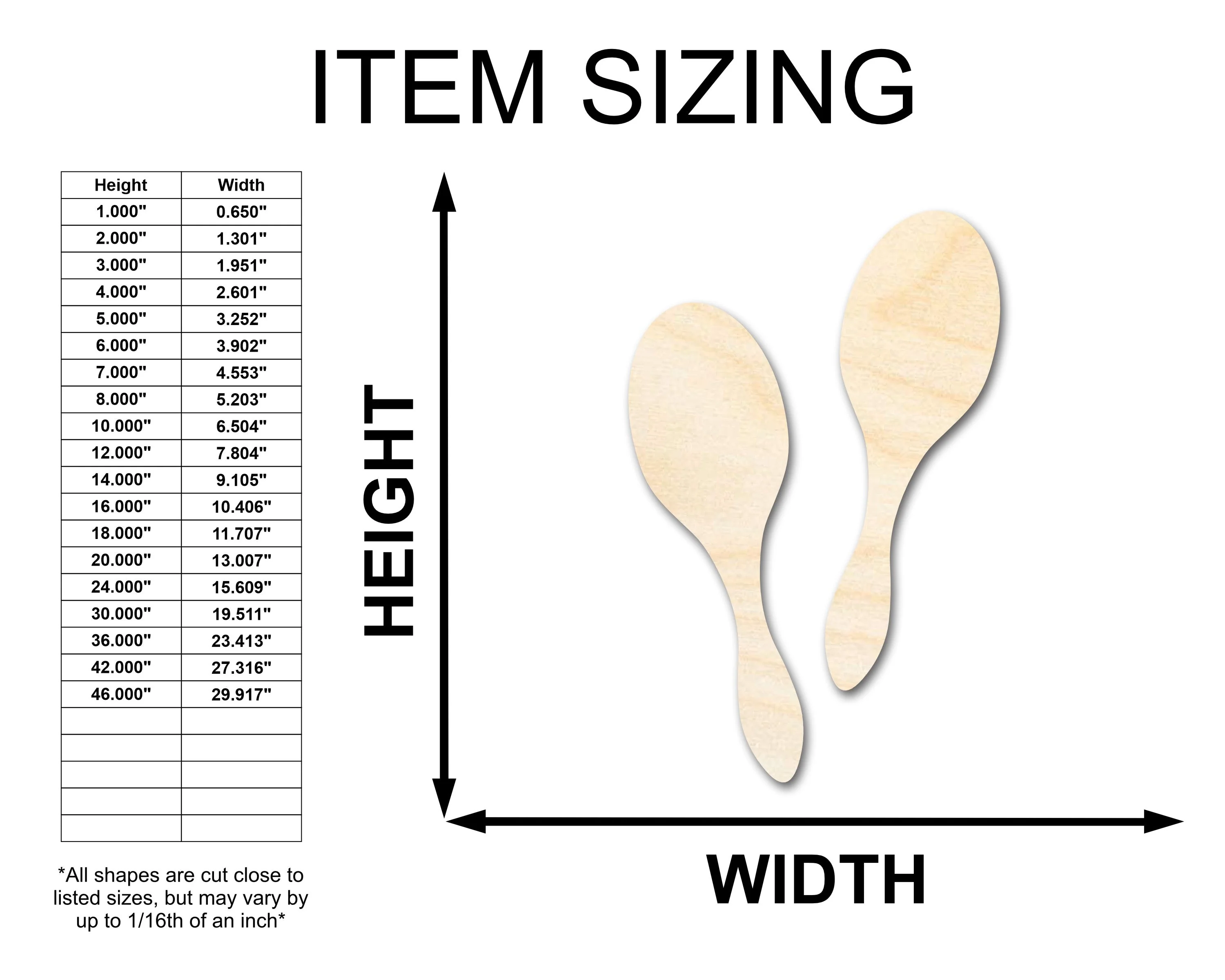 Unfinished Wood Maracas Shape - Craft - up to 46" DIY - Image 2
