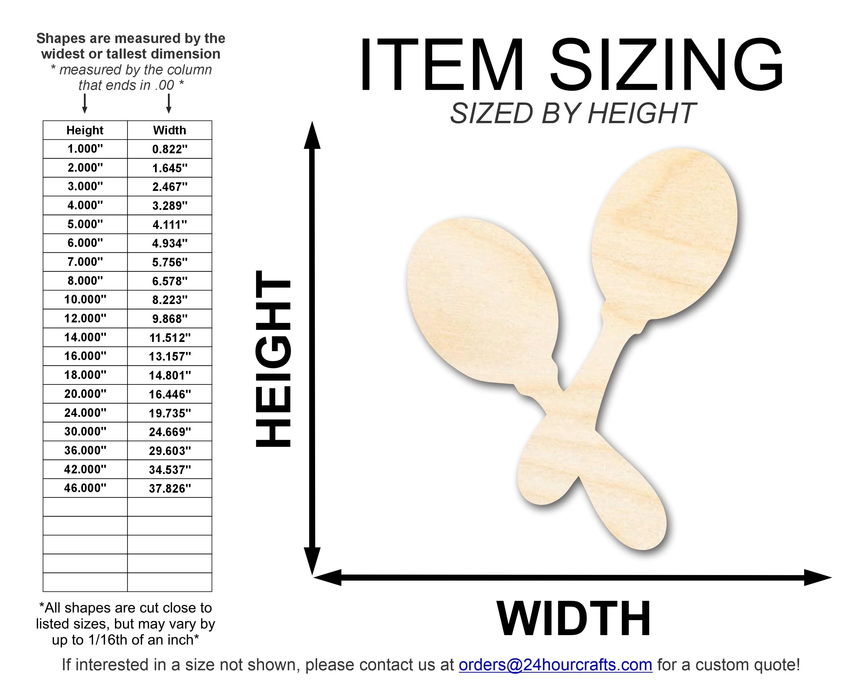 Unfinished Wood Maracas Shape | DIY Mariachi Craft Cutout | up to 46" DIY - Image 2