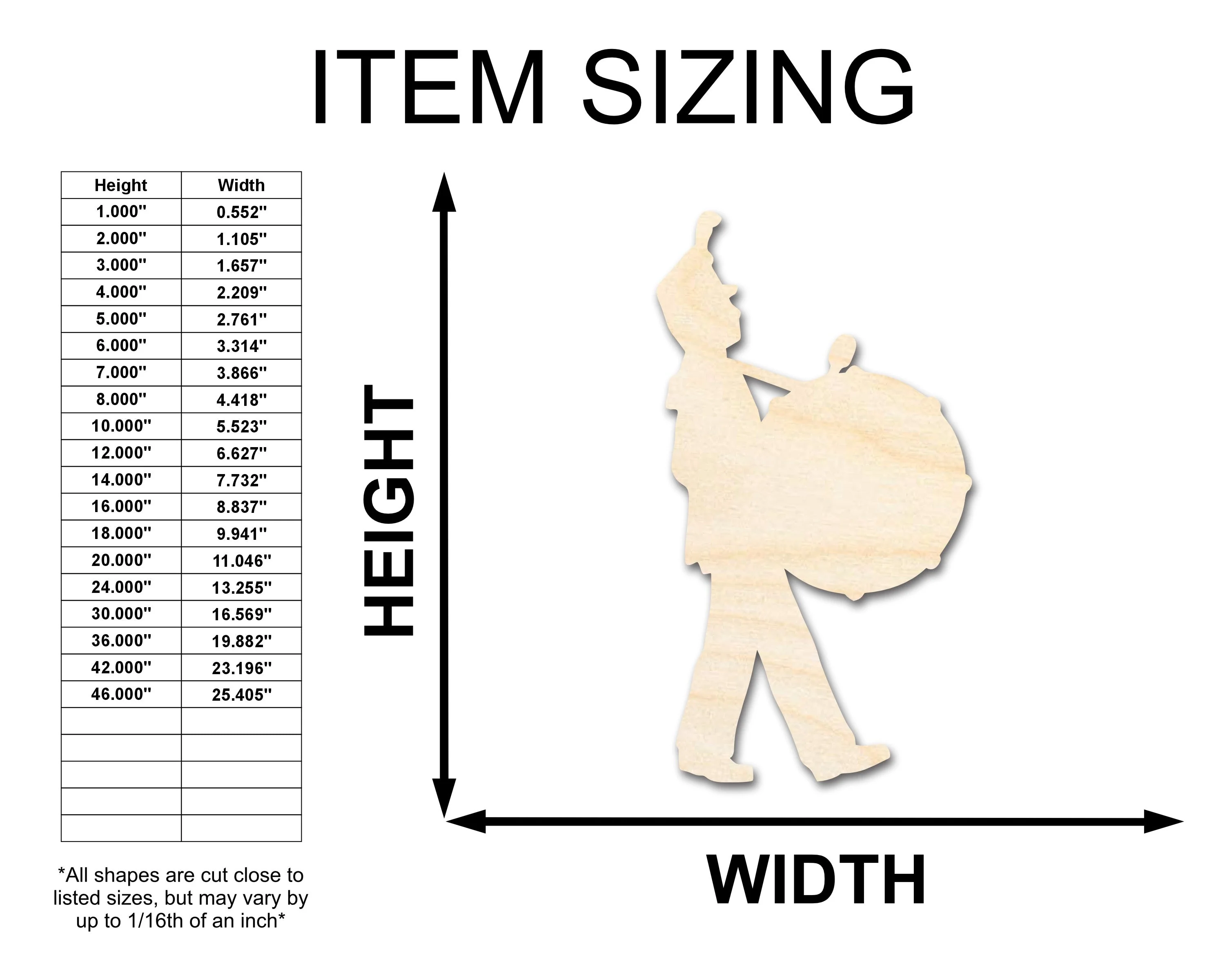 Unfinished Wood Marching Band Drumline Silhouette | DIY Band Craft Cutout | up to 46" DIY - Image 2