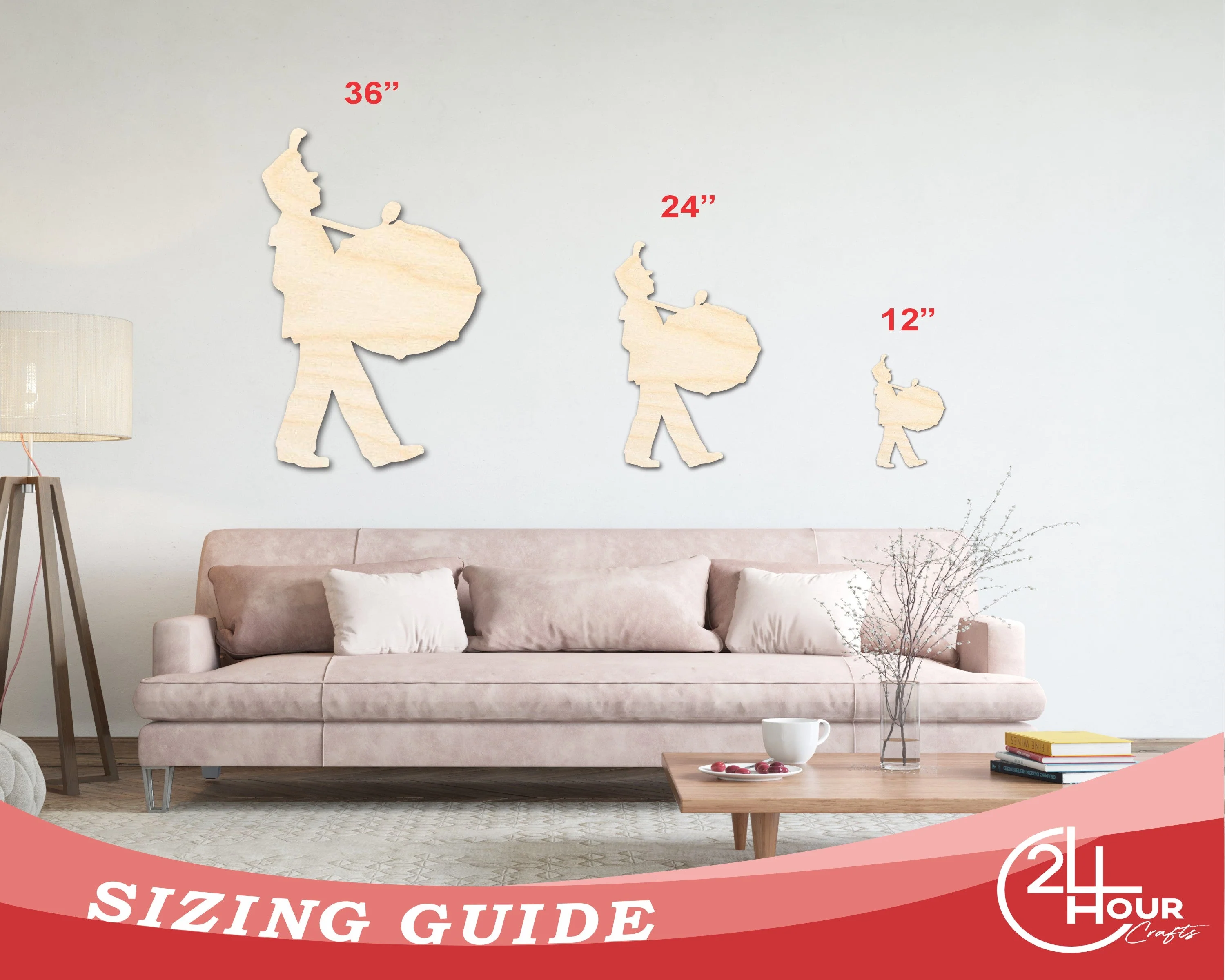 Unfinished Wood Marching Band Drumline Silhouette | DIY Band Craft Cutout | up to 46" DIY - Image 3