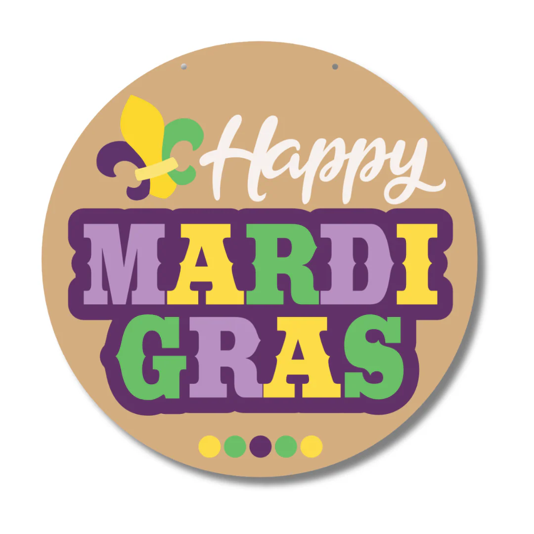 Unfinished Wood Mardi Gras Door Sign Kit | Wood Craft Cutouts | 1/4" Thick | - Image 2