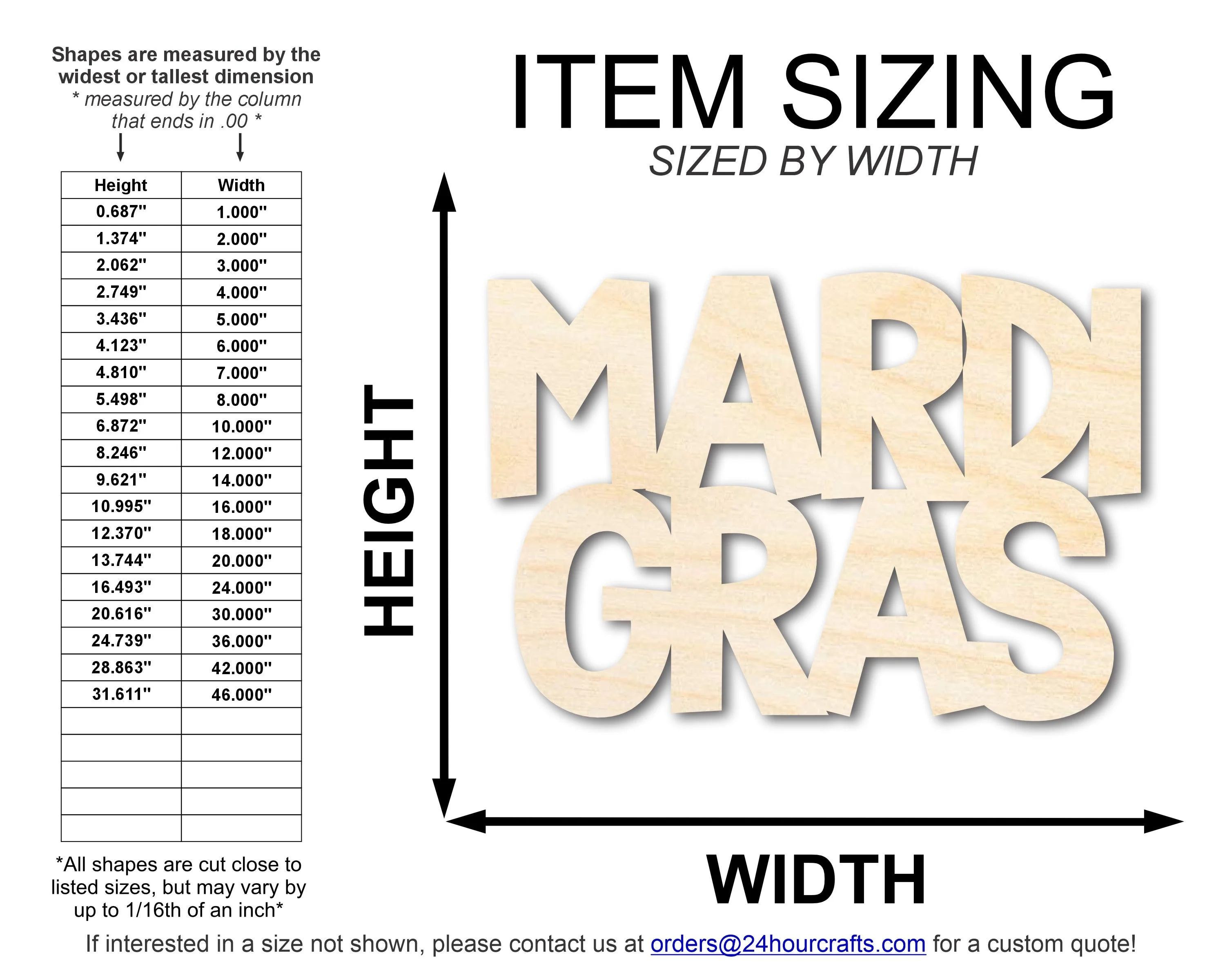 Unfinished Wood MardiGras Shape | DIY Craft Cutout | up to 46" DIY - Image 2