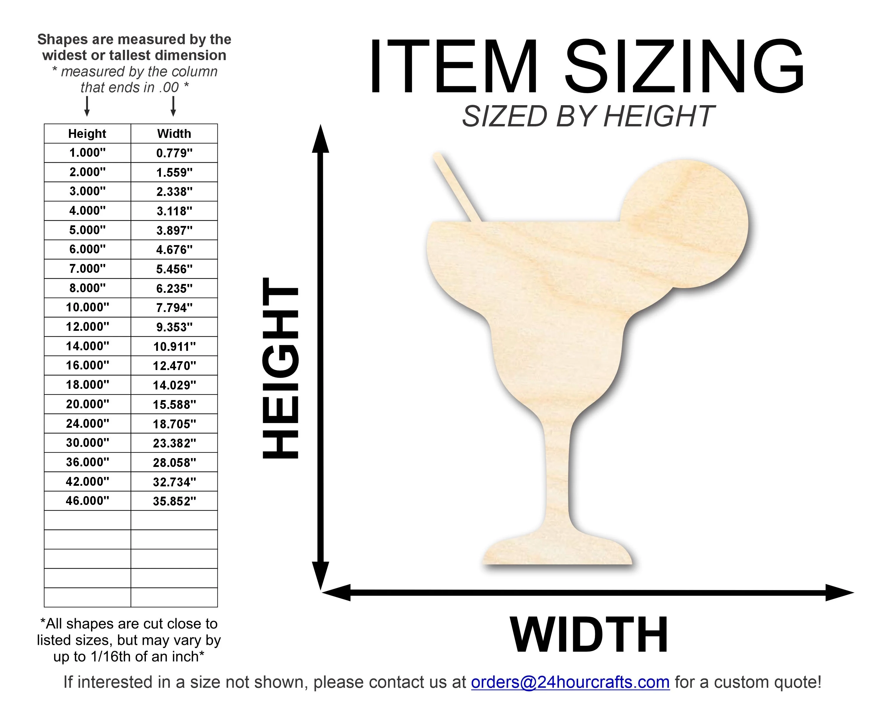 Unfinished Wood Margarita Shape | DIY Craft Cutout | up to 46" DIY - Image 2