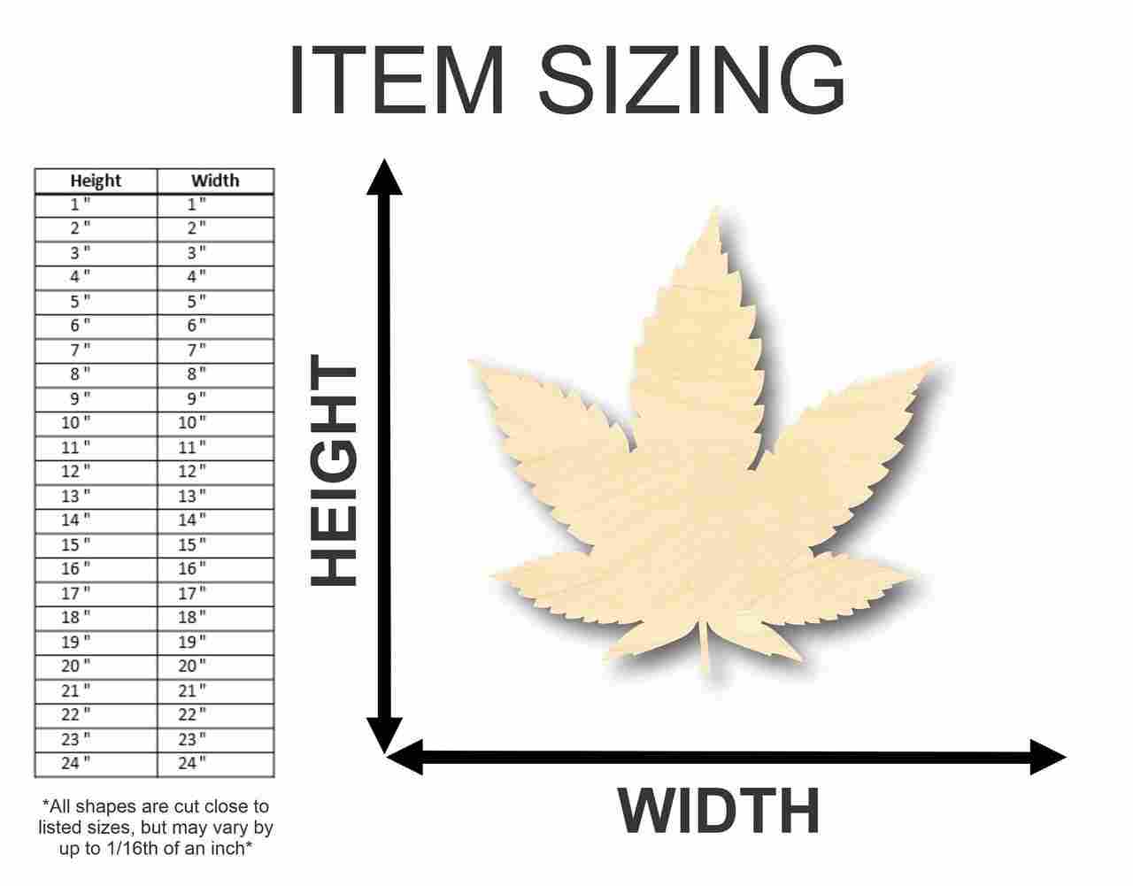 Unfinished Wood Marijuana Leaf Shape - Cannabis - Pot - Leaves - Craft - up to 46" DIY - Image 2