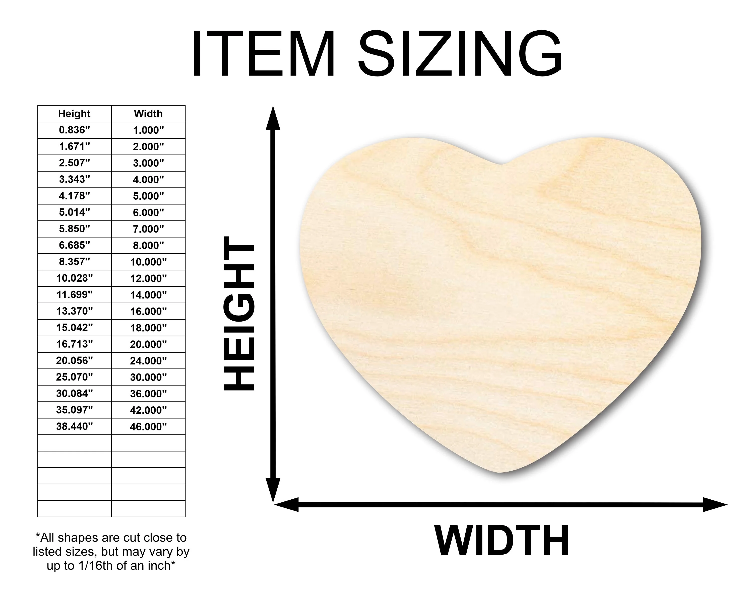 Unfinished Wood Marshmallow Heart Silhouette - Craft - up to 46" DIY - Image 2