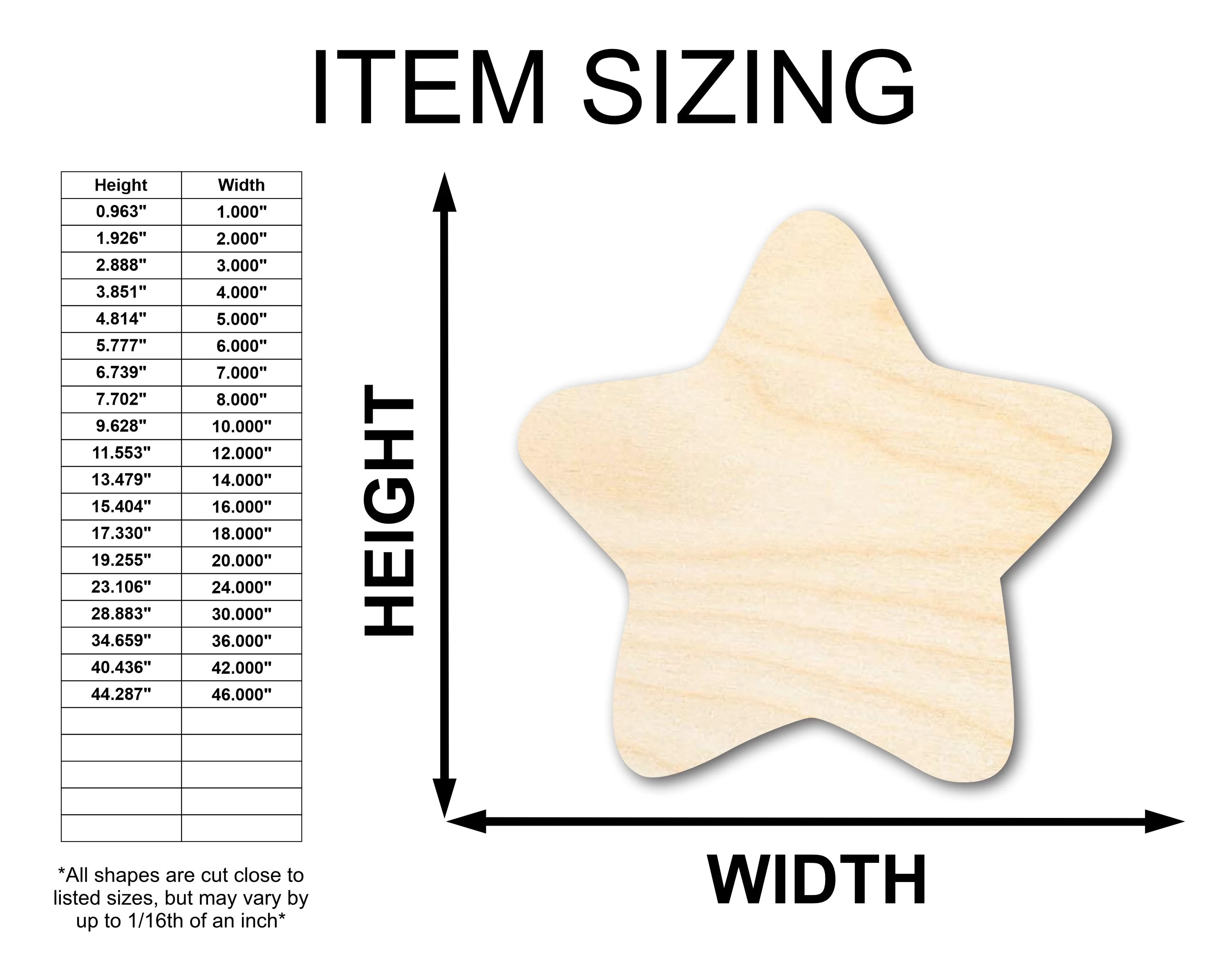 Unfinished Wood Marshmallow Star Shape - Craft - up to 46" - Image 2