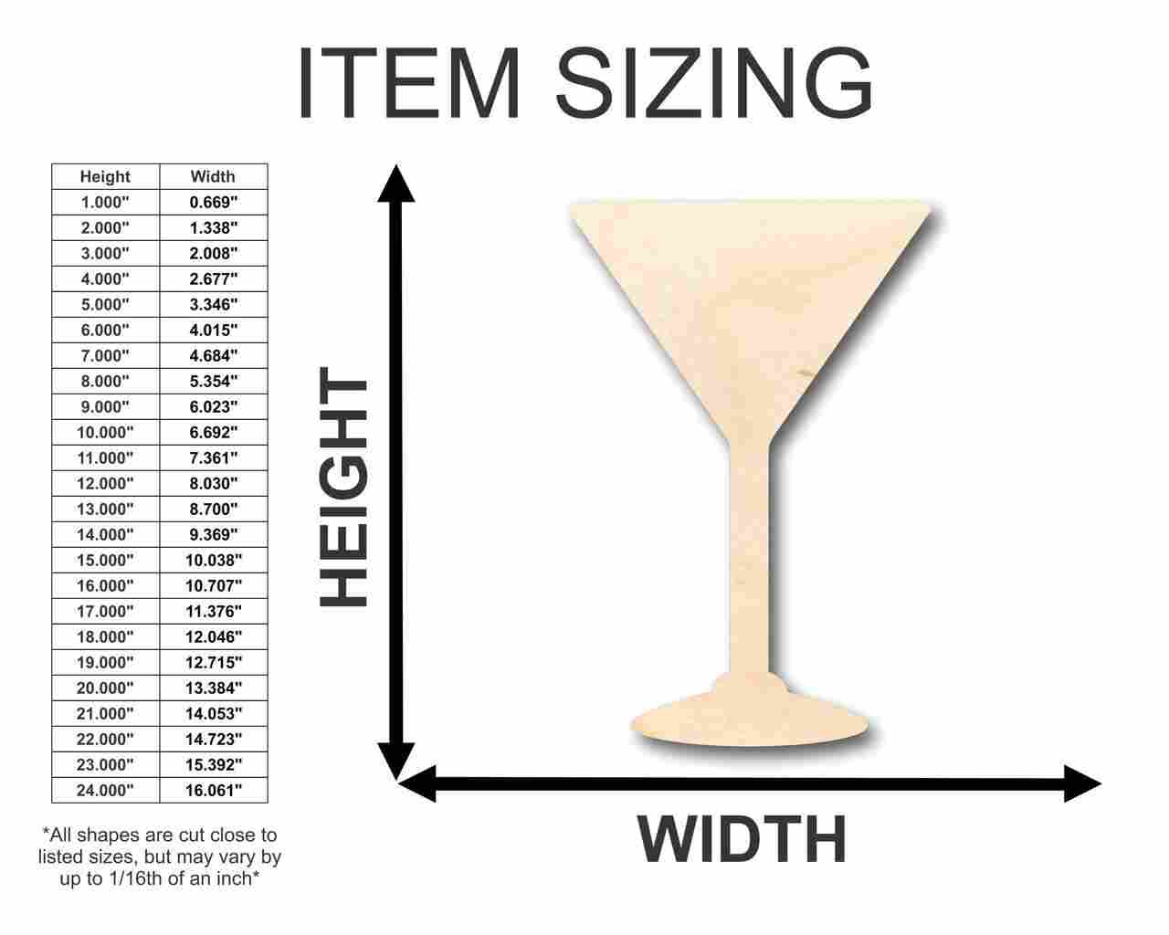Unfinished Wood Martini Shape - Bar - Craft - up to 46" DIY - Image 2