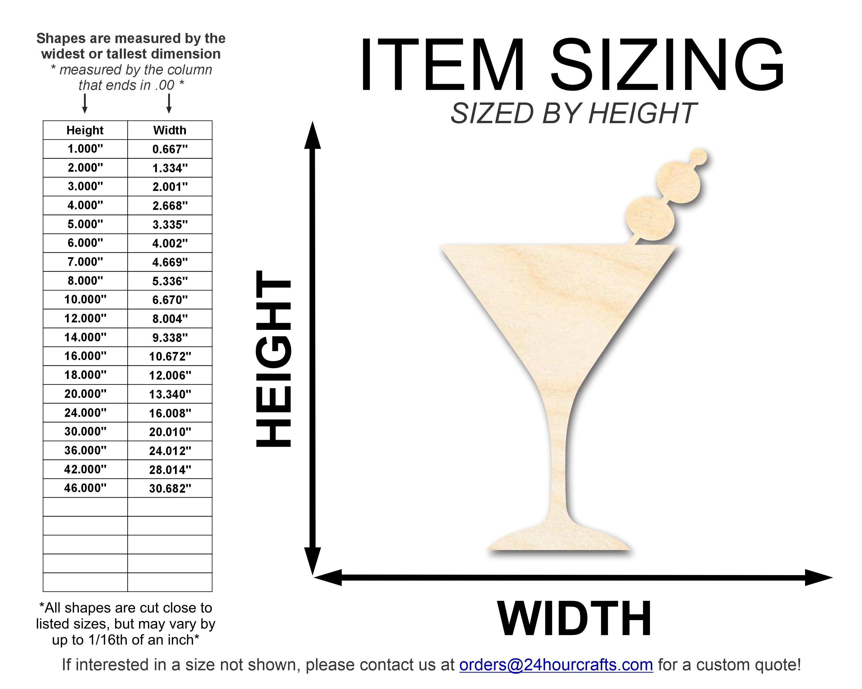 Unfinished Wood Martini Shape | DIY Craft Cutout | up to 46" DIY - Image 2