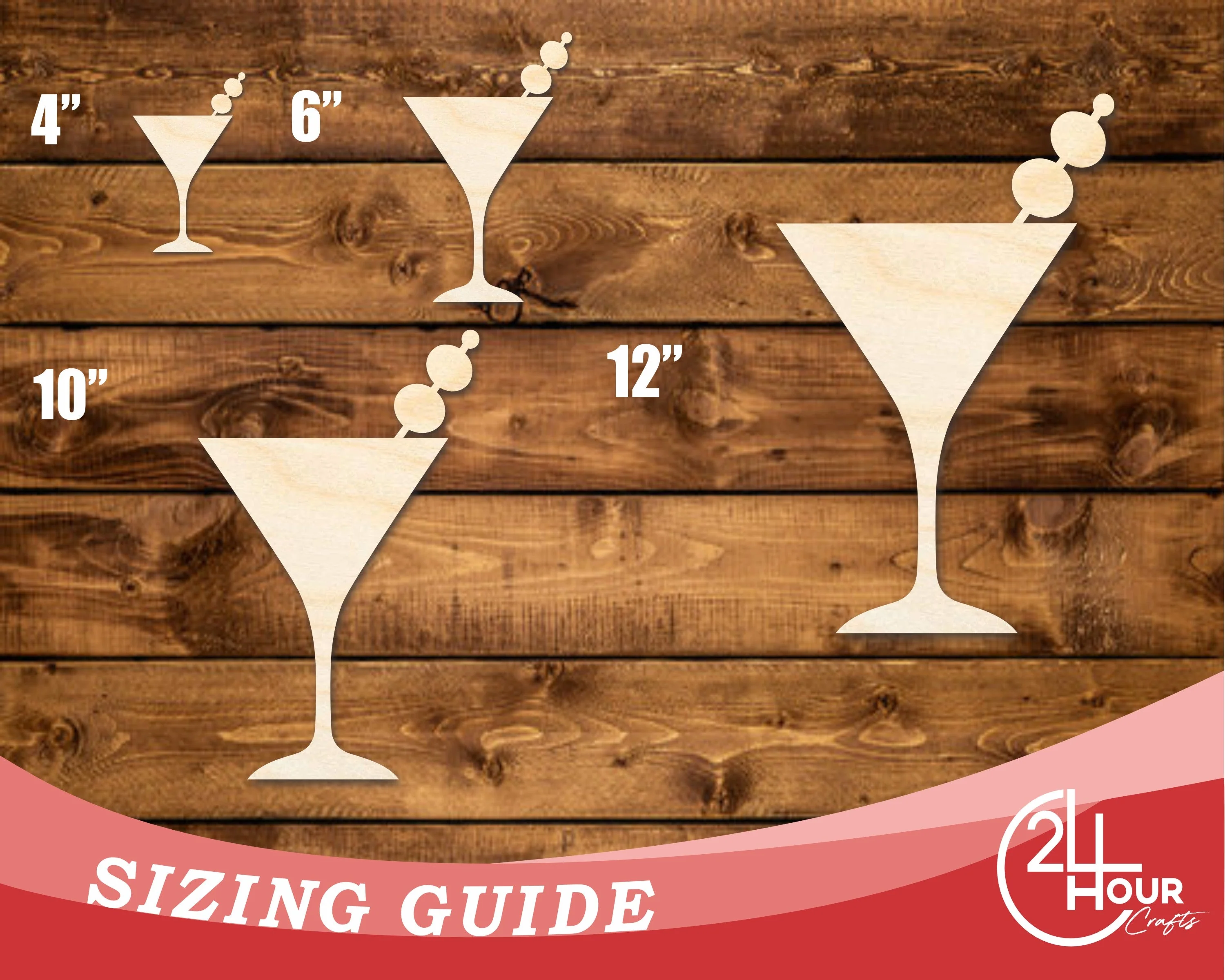 Unfinished Wood Martini Shape | DIY Craft Cutout | up to 46" DIY - Image 3