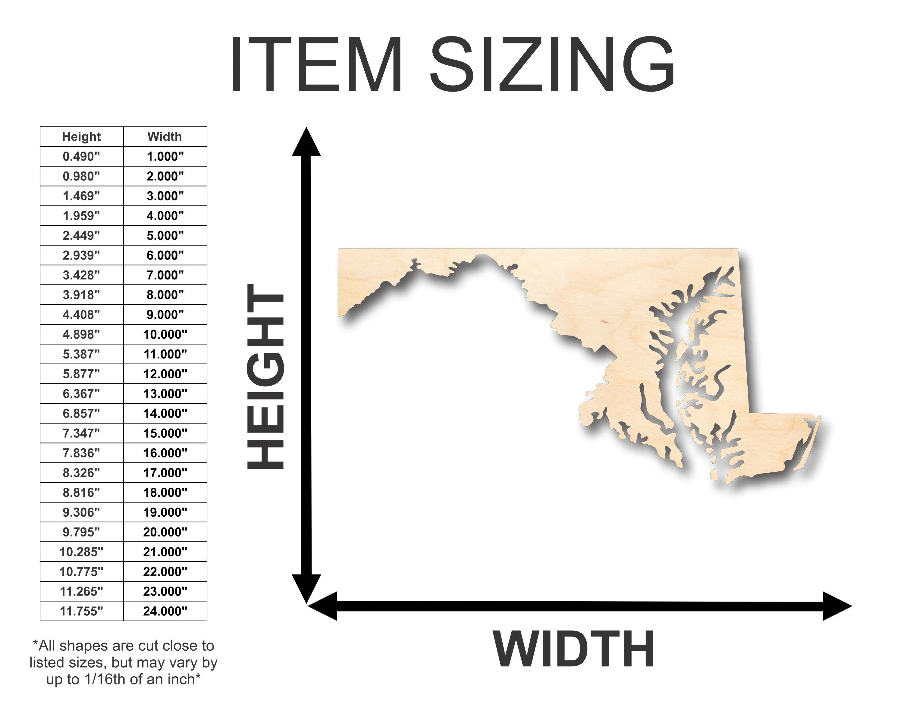 Unfinished Wood Maryland Shape - State - Craft - up to 46"  DIY - Image 2