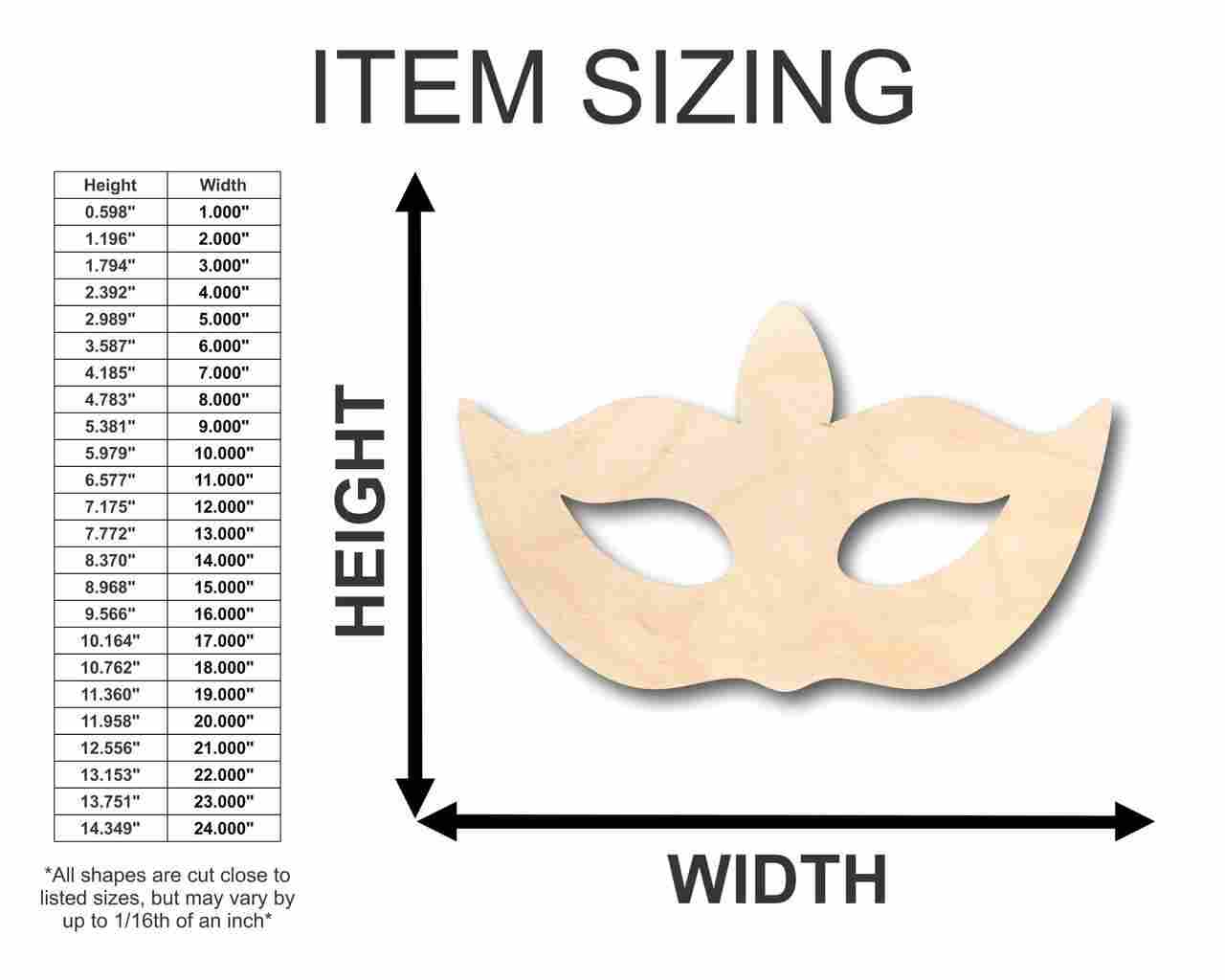 Unfinished Wood Masquerade Mask Shape - Party - Carnival - Craft up to 46" DIY - Image 2
