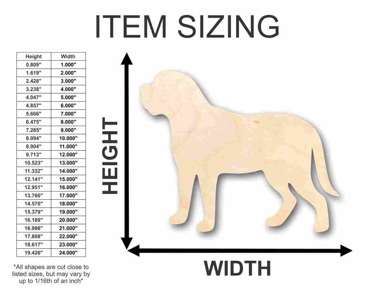 Unfinished Wood Mastiff Dog Shape - Animal - Pet - Craft - up to 46" DIY - Image 2