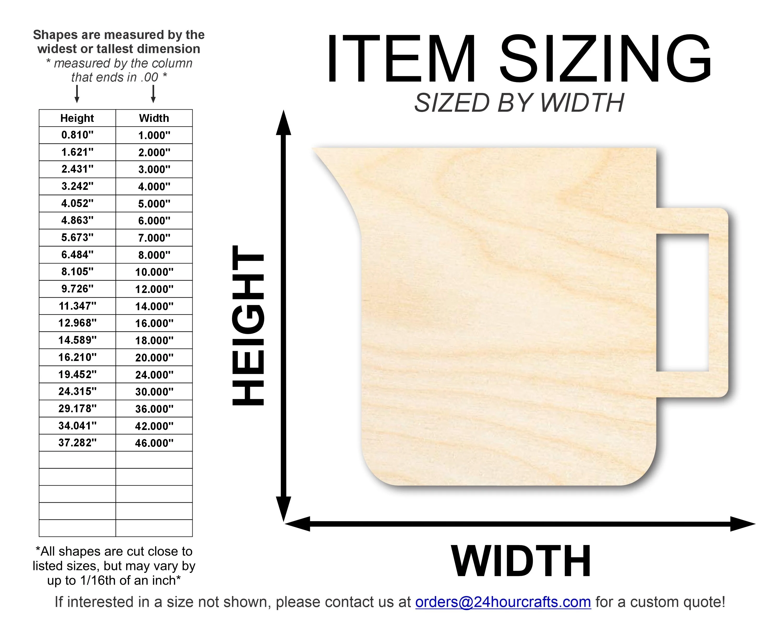 Unfinished Wood Measuring Cup Shape | DIY Craft Cutout | up to 46" DIY - Image 2