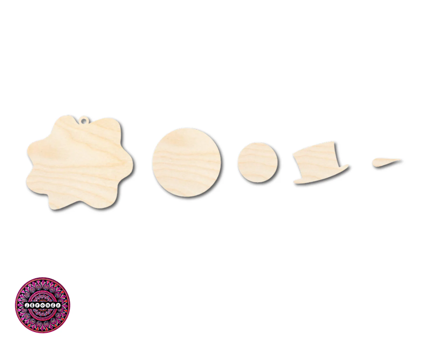 Unfinished Wood Melting Snowman with Top Hat 5pc. Set | JGrondz | DIY Craft Cutout | 4" | 1/4" Thick - Image 2
