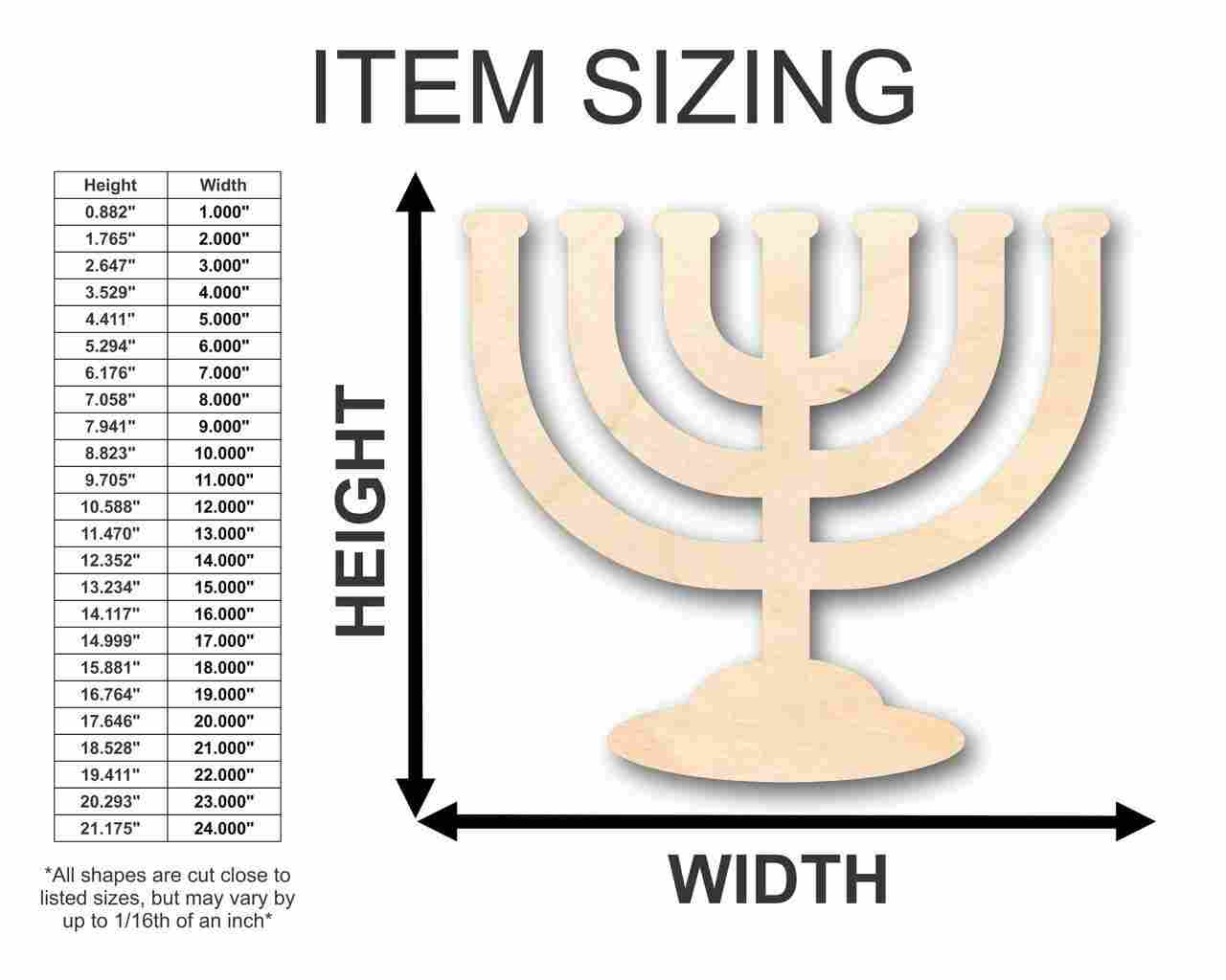 Unfinished Wood Menorah Shape - Hanukkah - Craft - up to 46" DIY - Image 2