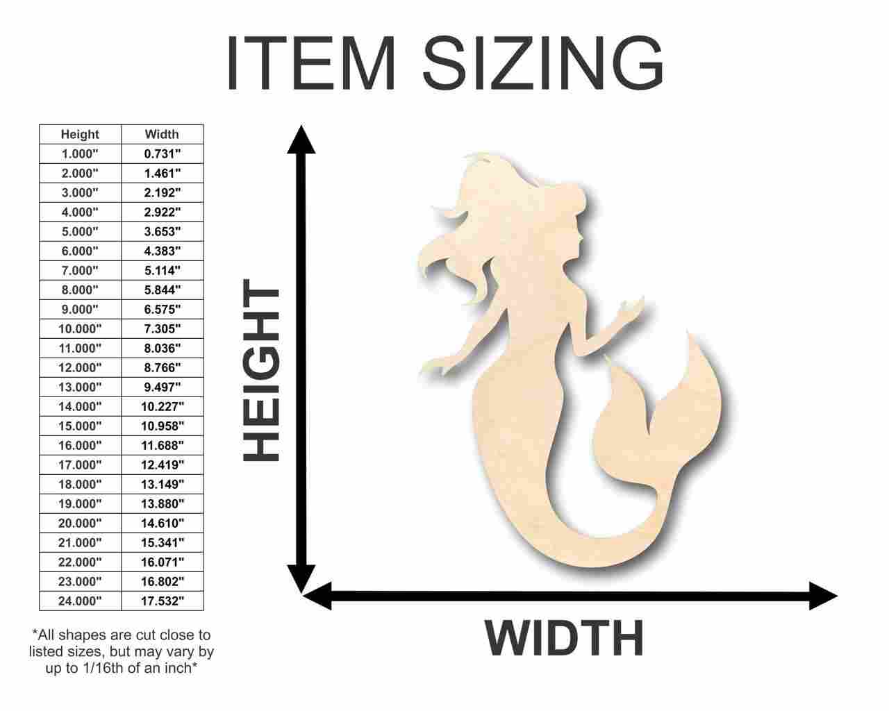Unfinished Wood Mermaid Shape - Ocean - Craft - up to 46" DIY - Image 2