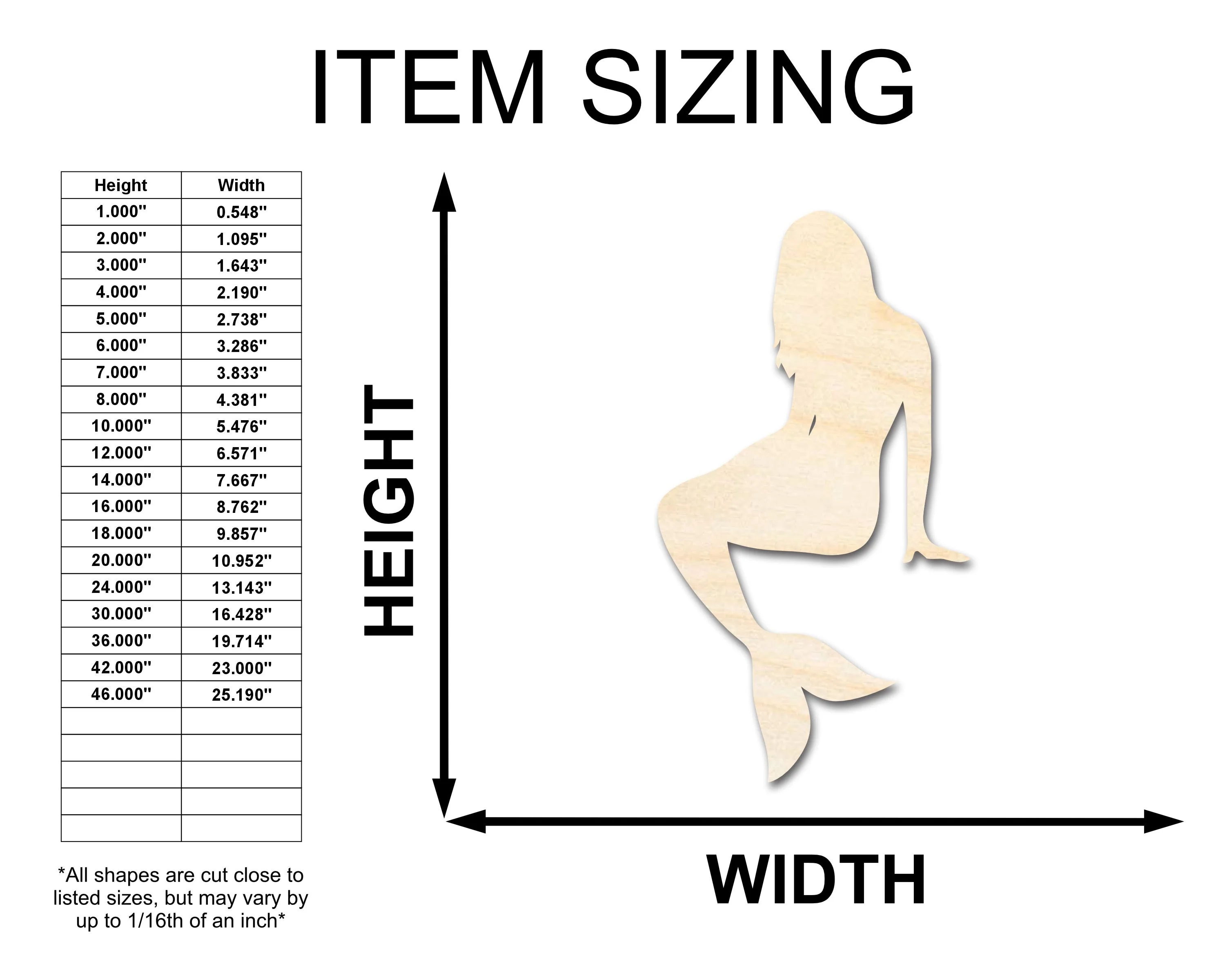 Unfinished Wood Mermaid Silhouette | DIY Craft Cutout | up to 46" DIY - Image 2
