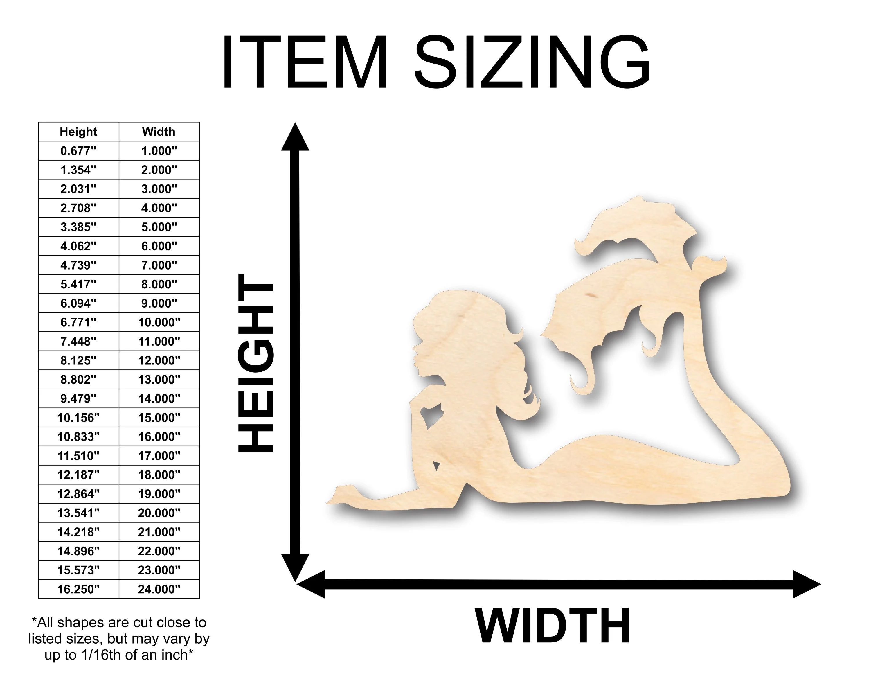 Unfinished Wood Mermaid Siren Shape - Craft - up to 46" DIY - Image 2