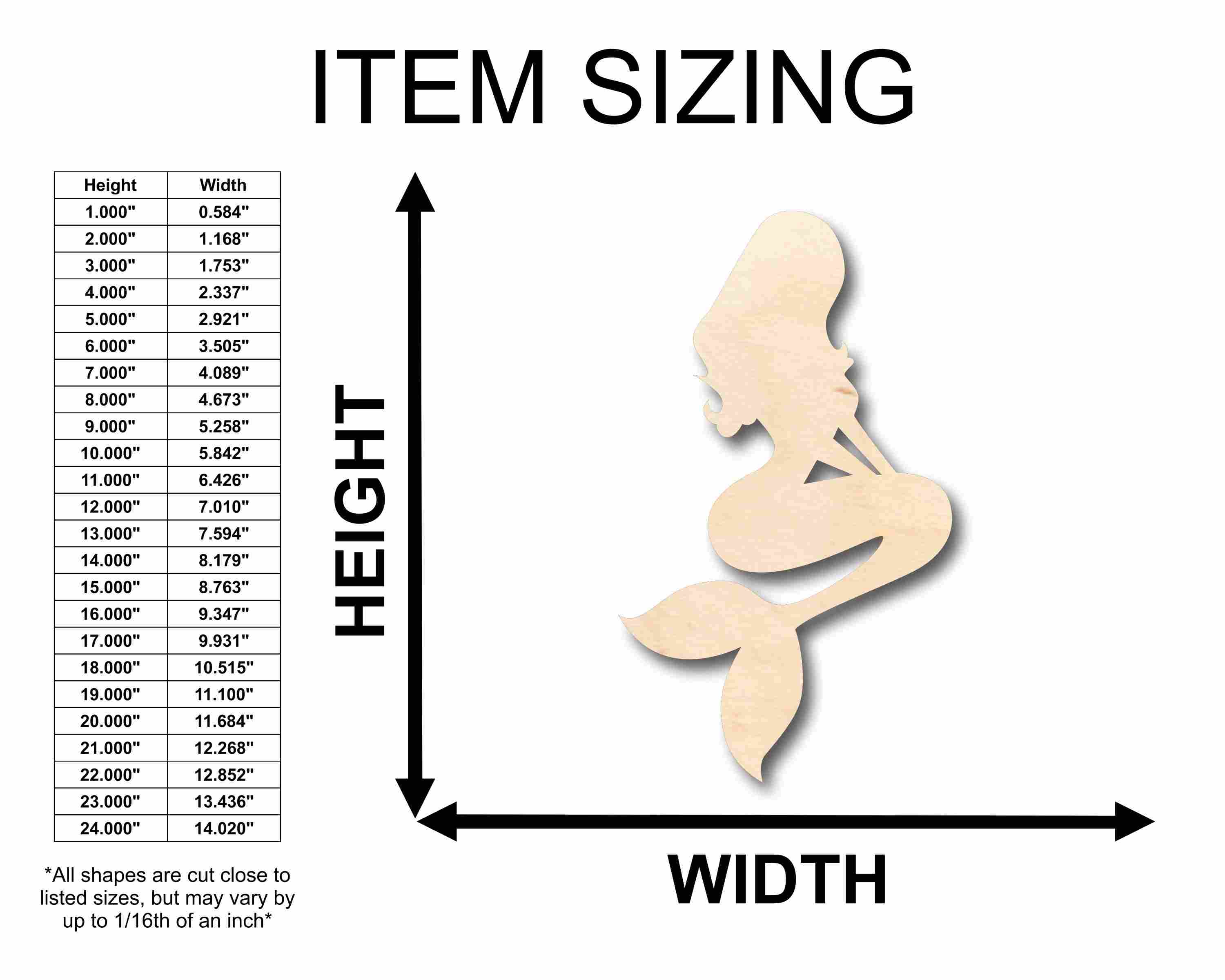 Unfinished Wood Mermaid Siren Silhouette - Craft- up to 46" DIY - Image 2
