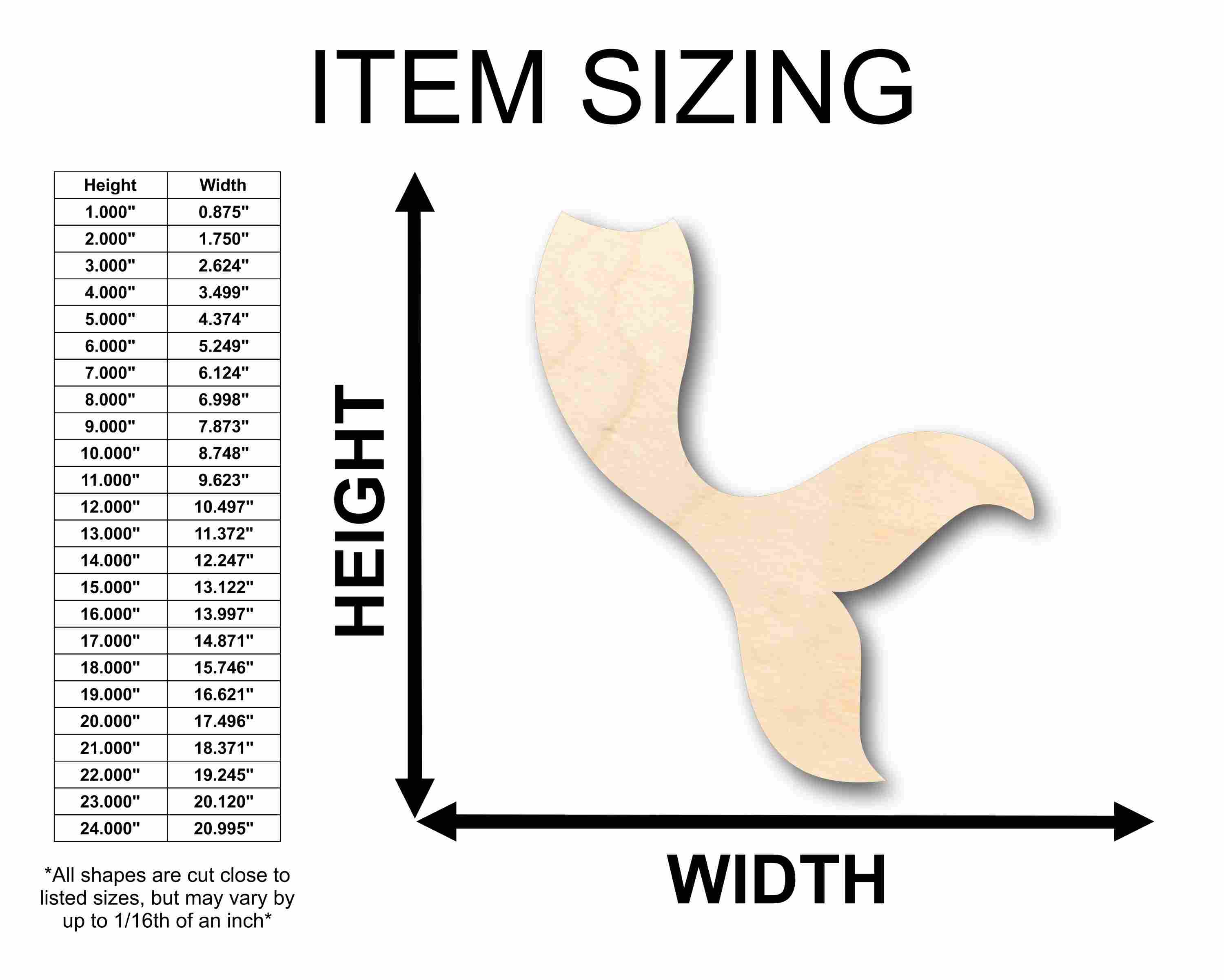 Unfinished Wood Mermaid Tail Siren Silhouette - Craft- up to 46" DIY - Image 2