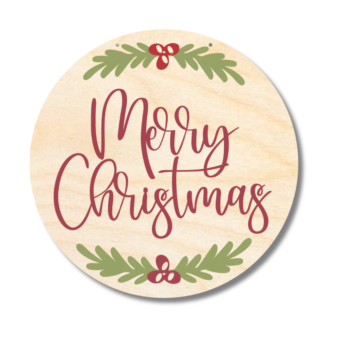 Unfinished Wood Merry Christmas Door Sign Kit | Wood Craft Cutouts | 1/4" Thick | - Image 2