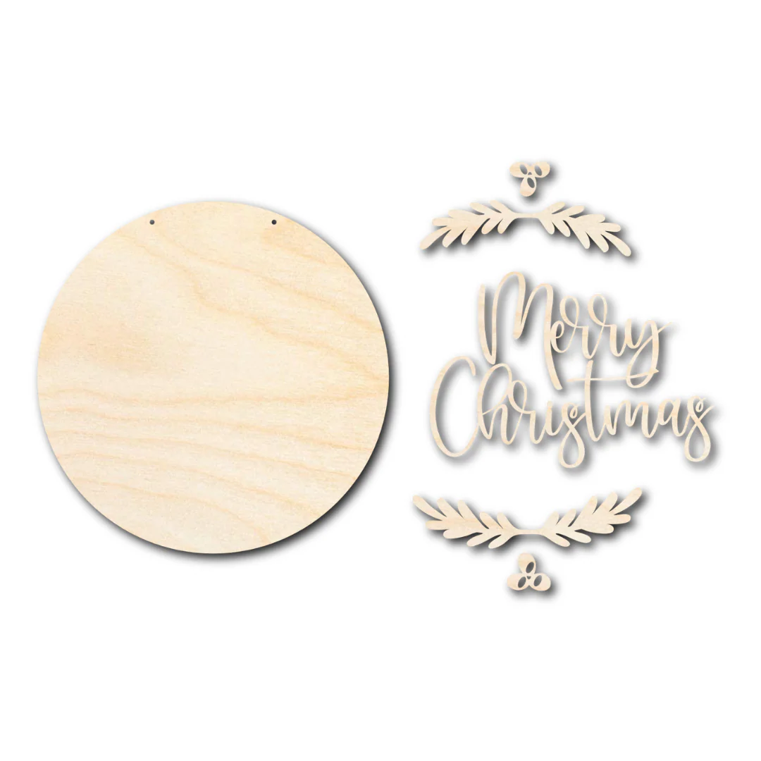 Unfinished Wood Merry Christmas Door Sign Kit | Wood Craft Cutouts | 1/4" Thick | - Image 3