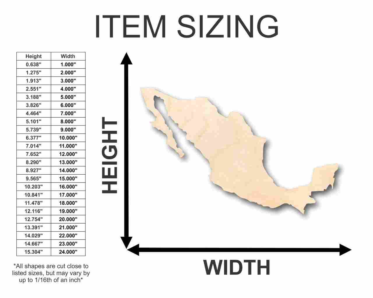 Unfinished Wood Mexico Shape - Country - Craft - up to 46" DIY - Image 2