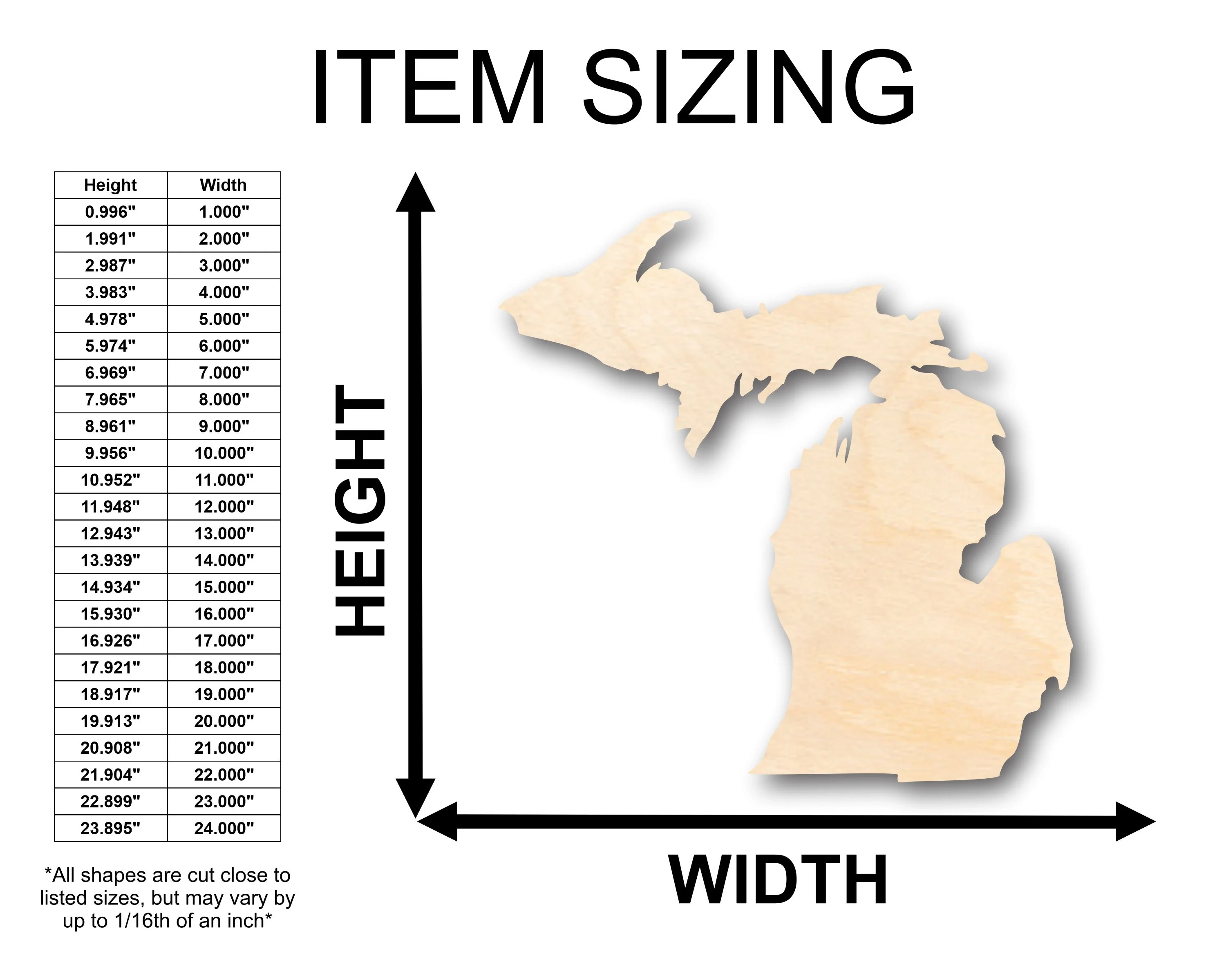 Unfinished Wood Michigan Connected Shape - Craft - up to 46" DIY - Image 2