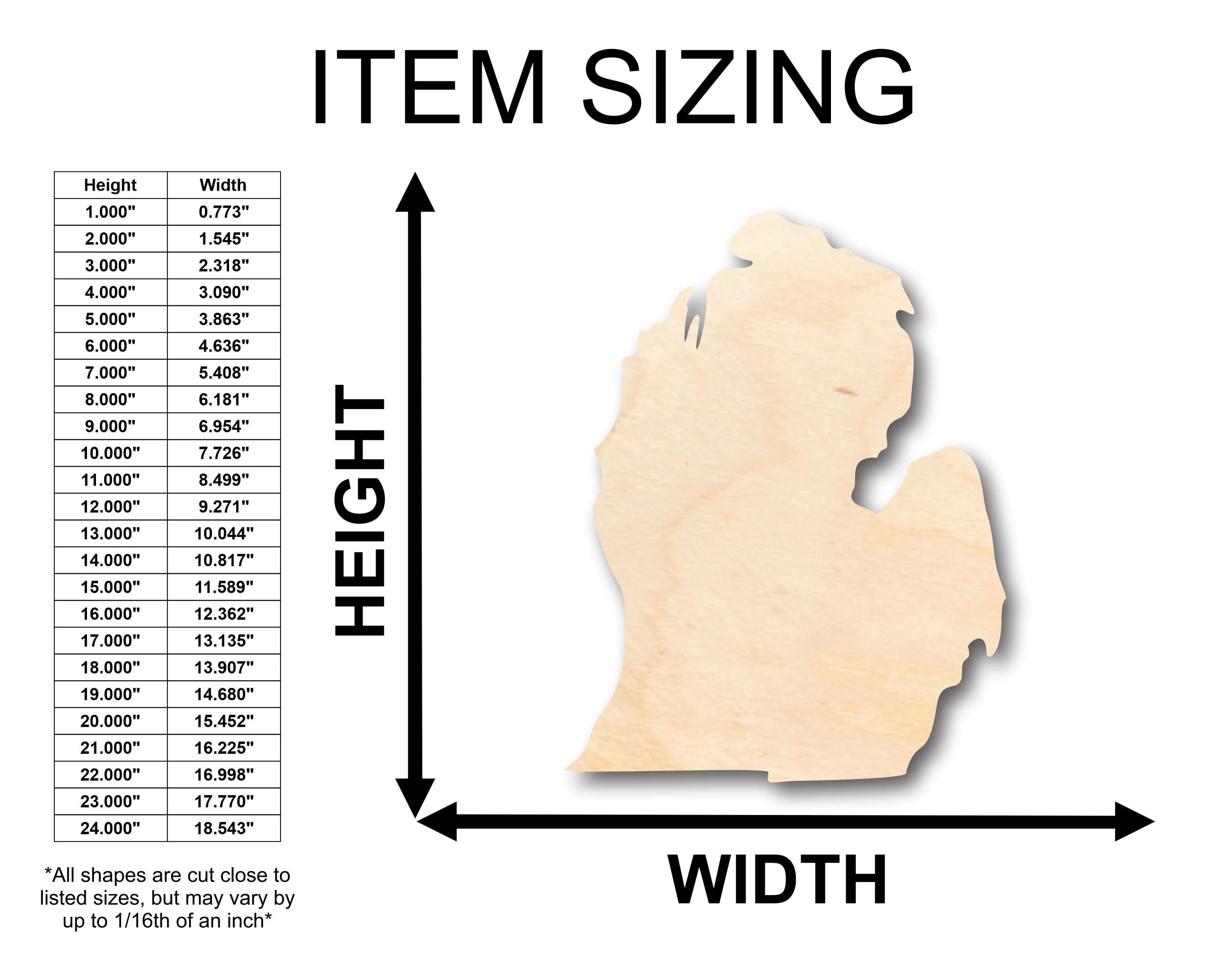 Unfinished Wood Michigan Lower Peninsula Shape - Craft - up to 46" DIY - Image 2