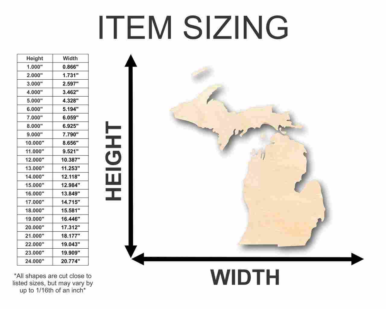 Unfinished Wood Michigan Shape (2 Pieces) - State - Craft - up to 46" DIY - Image 2