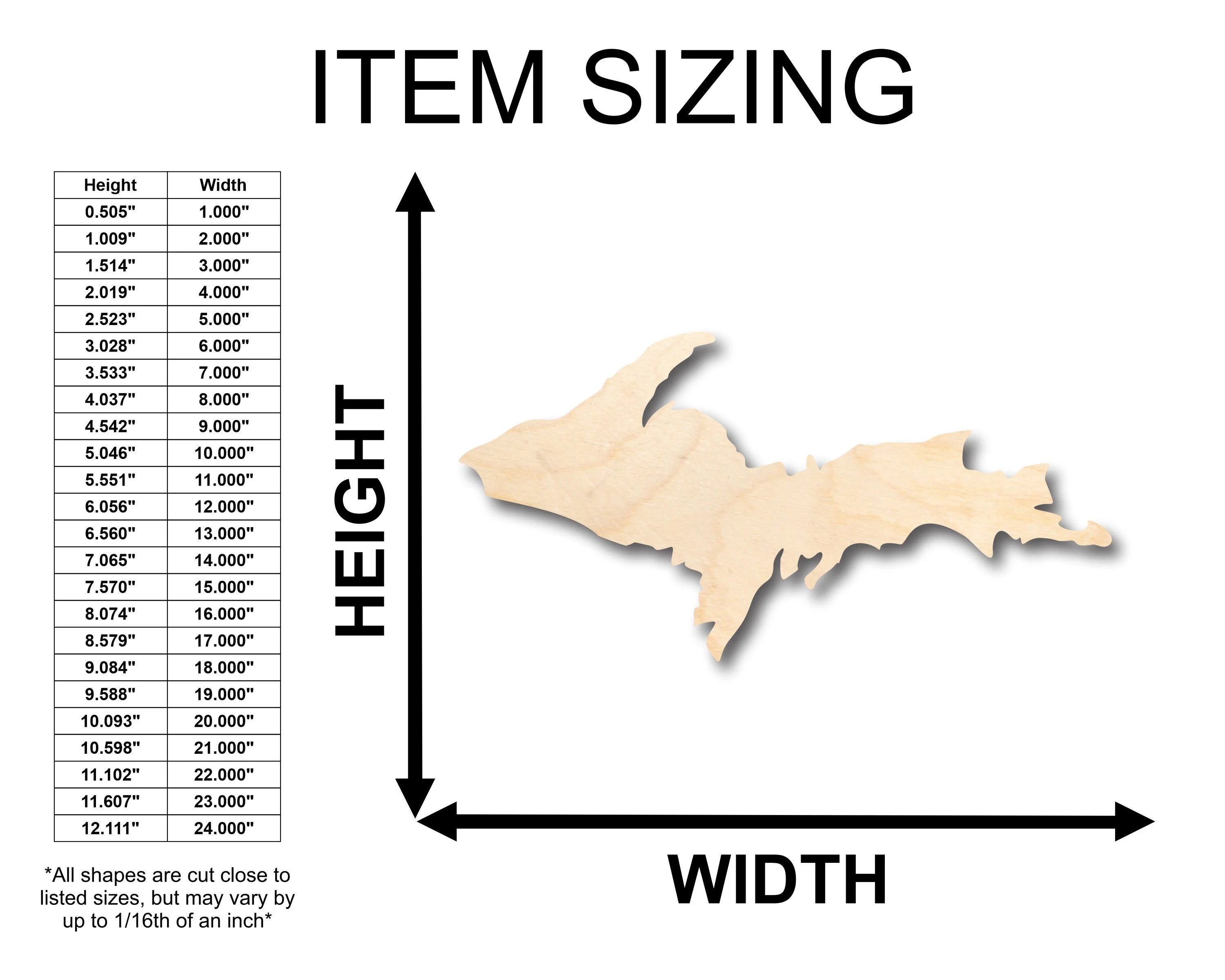 Unfinished Wood Michigan Upper Peninsula Shape - Craft - up to 46" DIY - Image 2